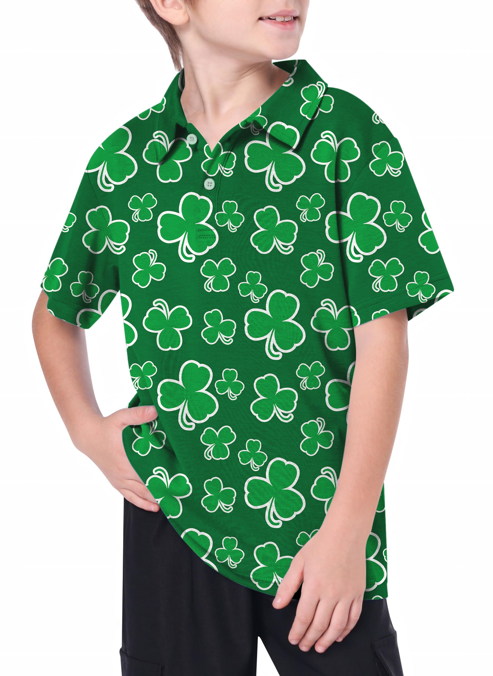 Youth Leaf clover St. Patrick's Day Golf Polo