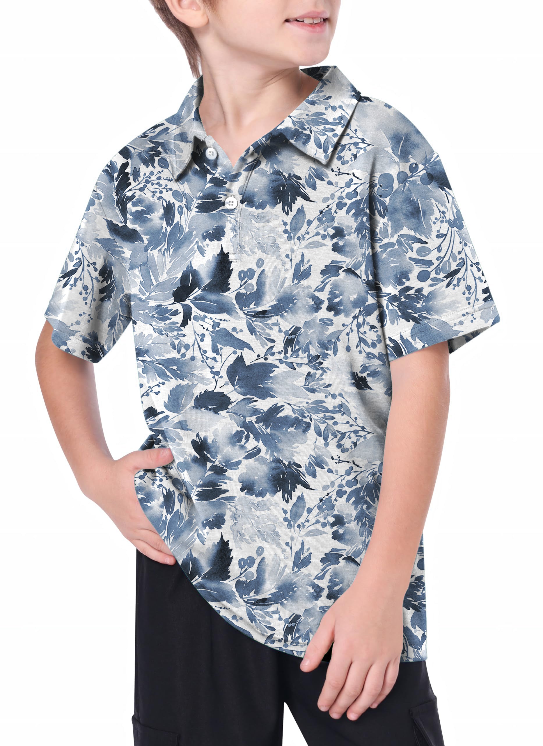 BLUE LEAVES Youth Golf Polo