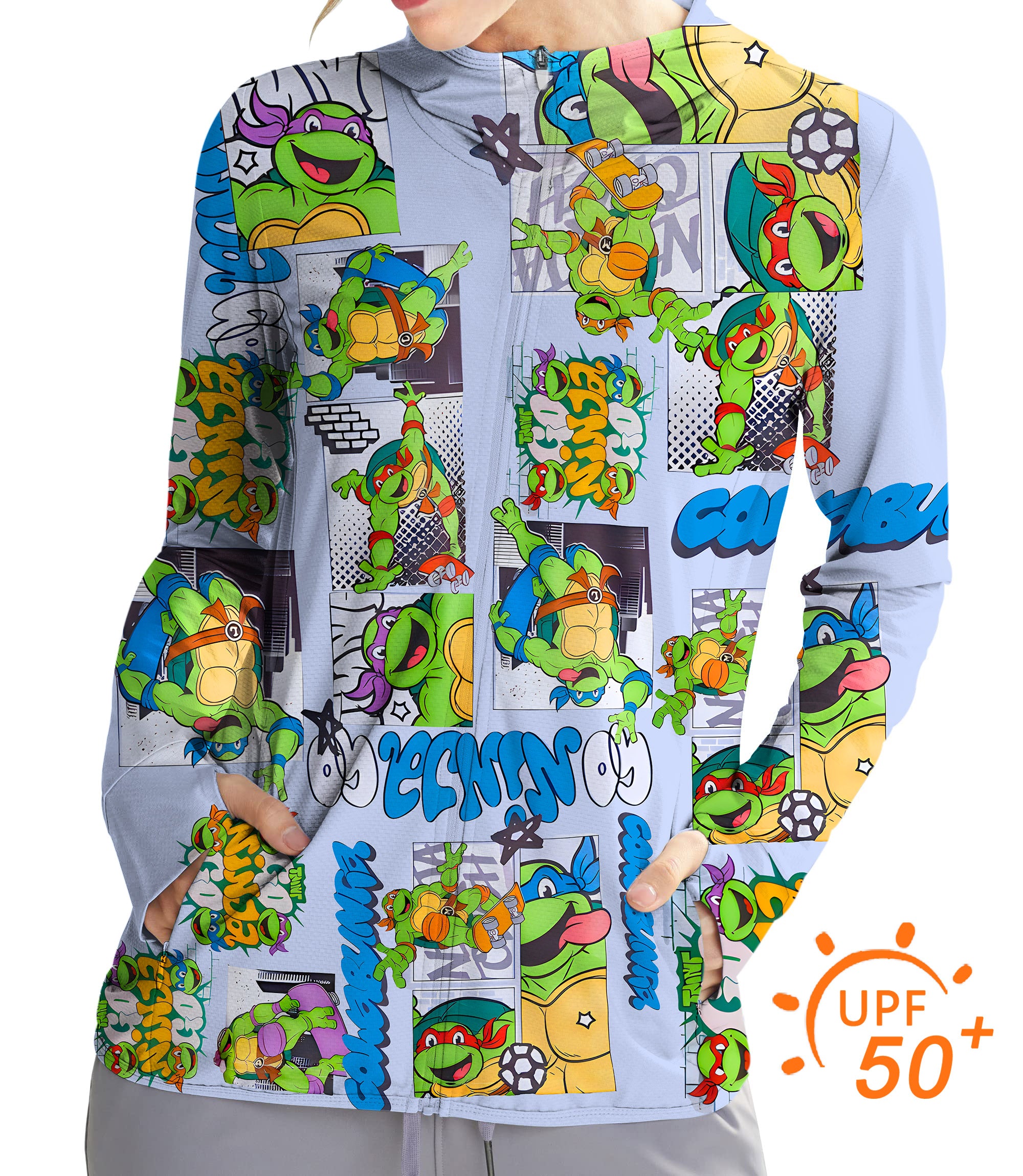 Women's Outdoor TMNT - Comic Strip Golf Sun Protection Slim Fit zip hoodies