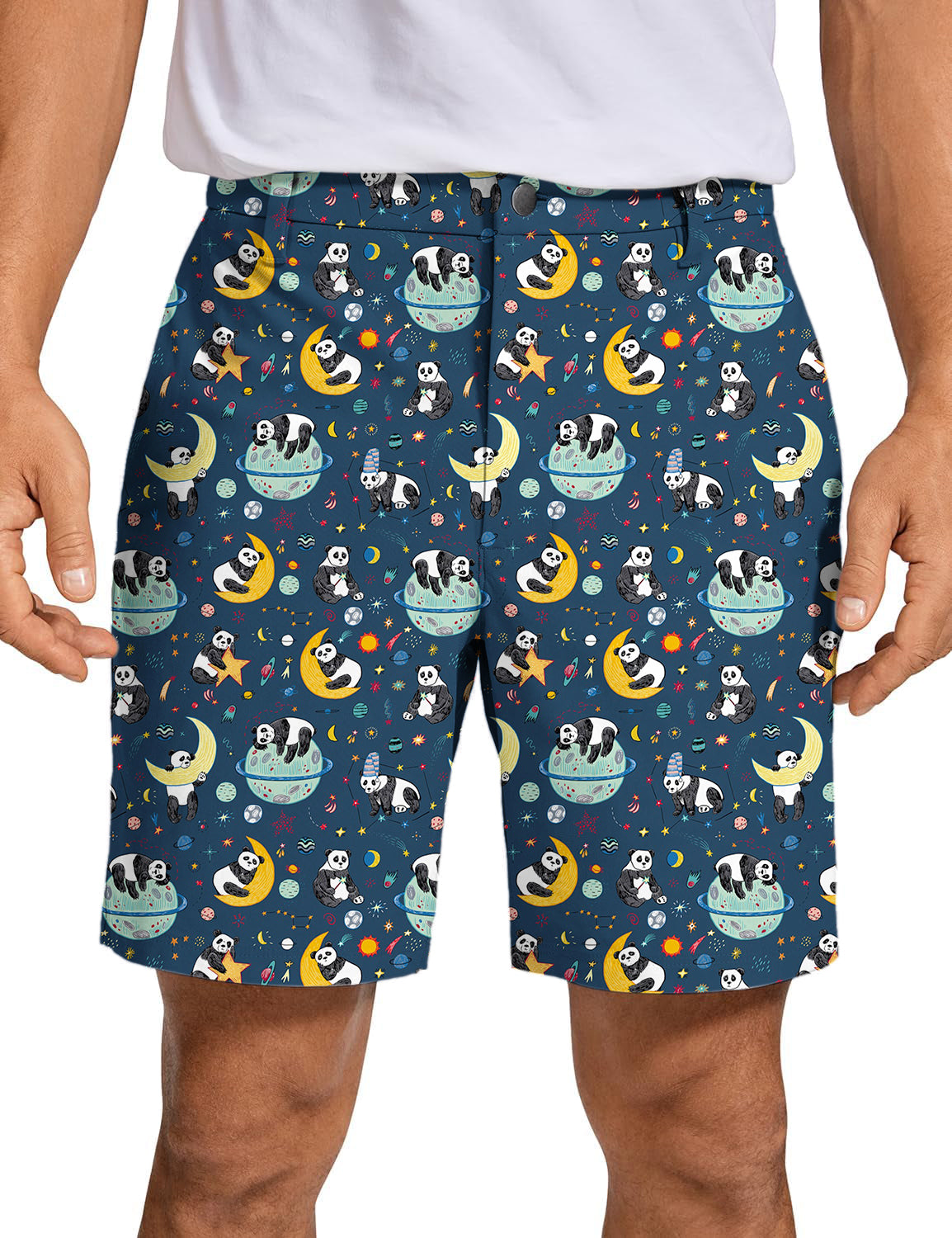 Men's  Panda on the Moon Golf Shorts