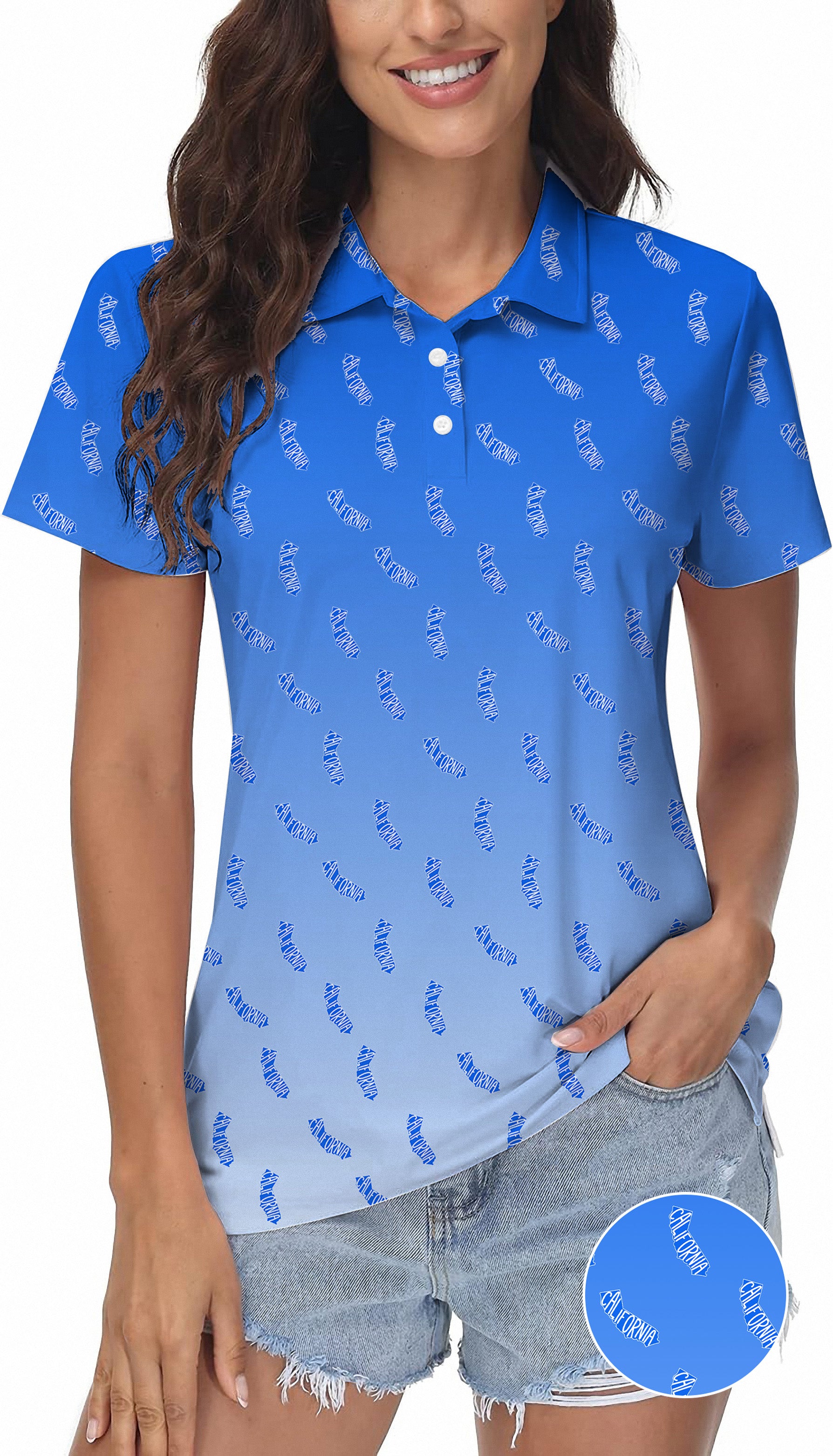 Blue California Women's Golf Polo