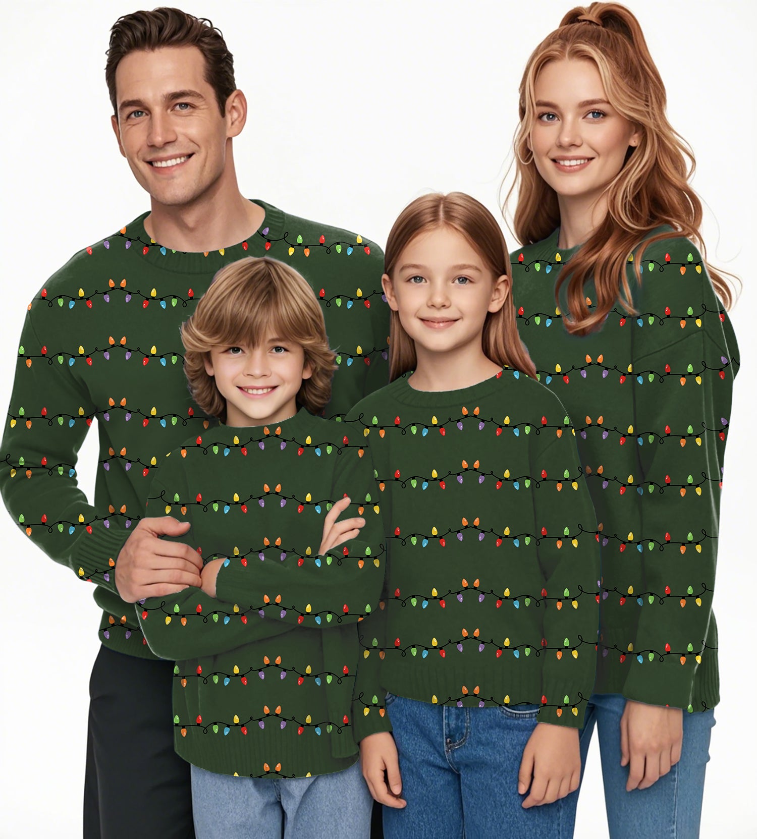 lighting Christmas Crewneck Pullover Ugly Sweater Men Women boy girl family