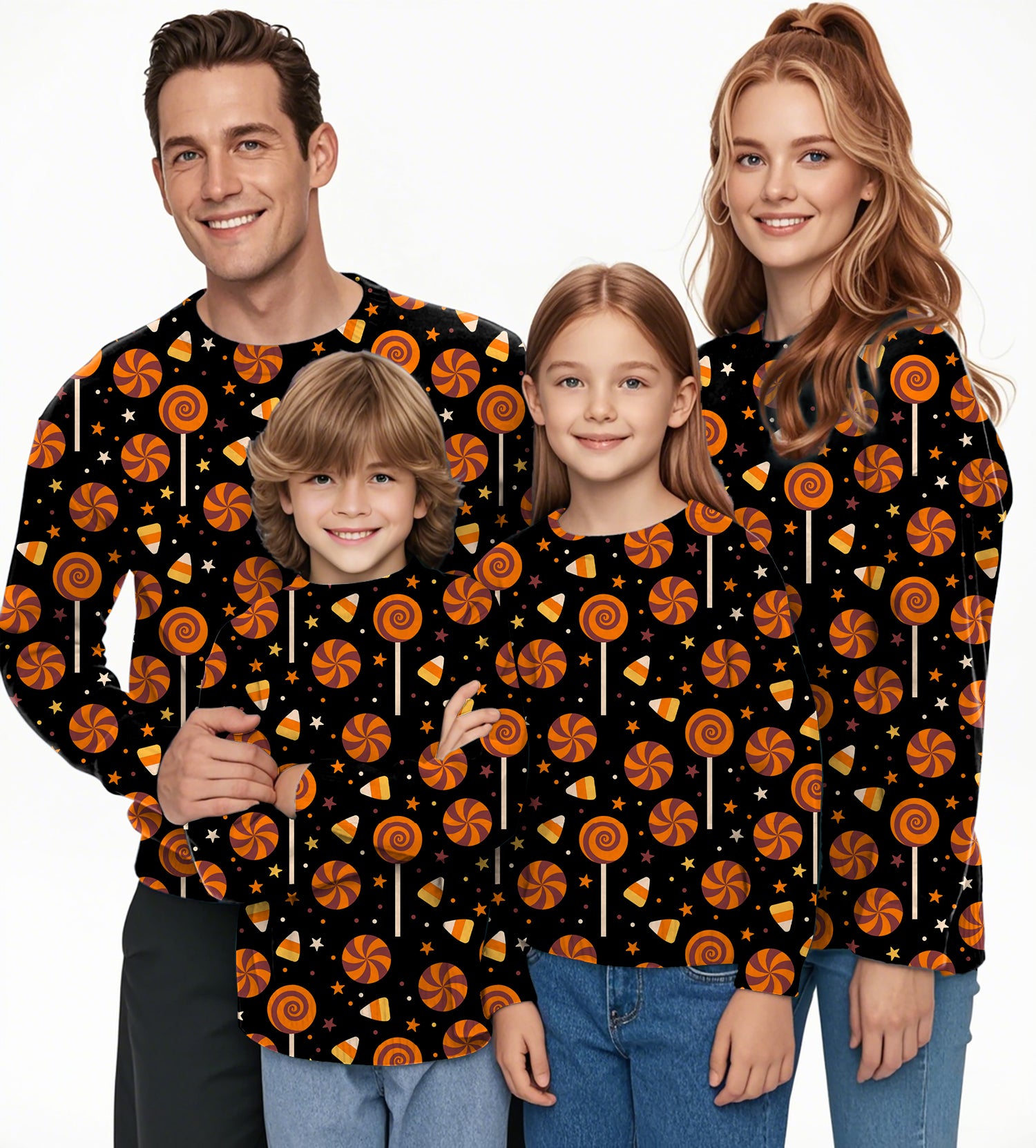 Halloween Lollipops Crewneck Pullover Ugly Sweater Men Women boy girl family