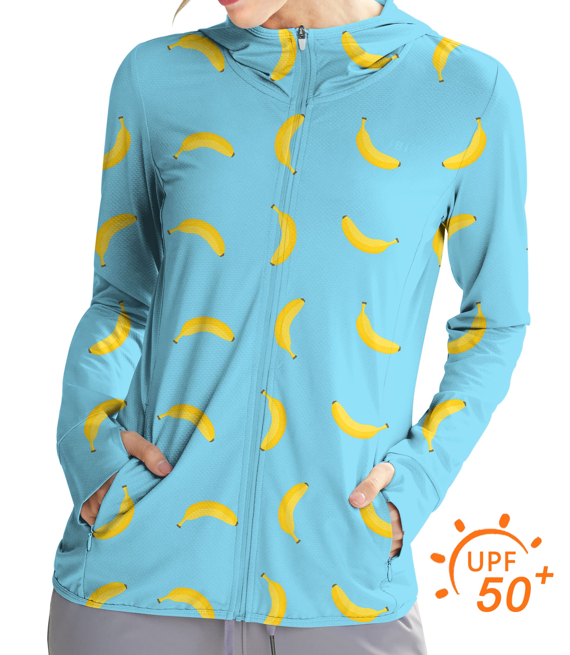 Women's Outdoor banana Golf Sun Protection Slim Fit zip hoodies