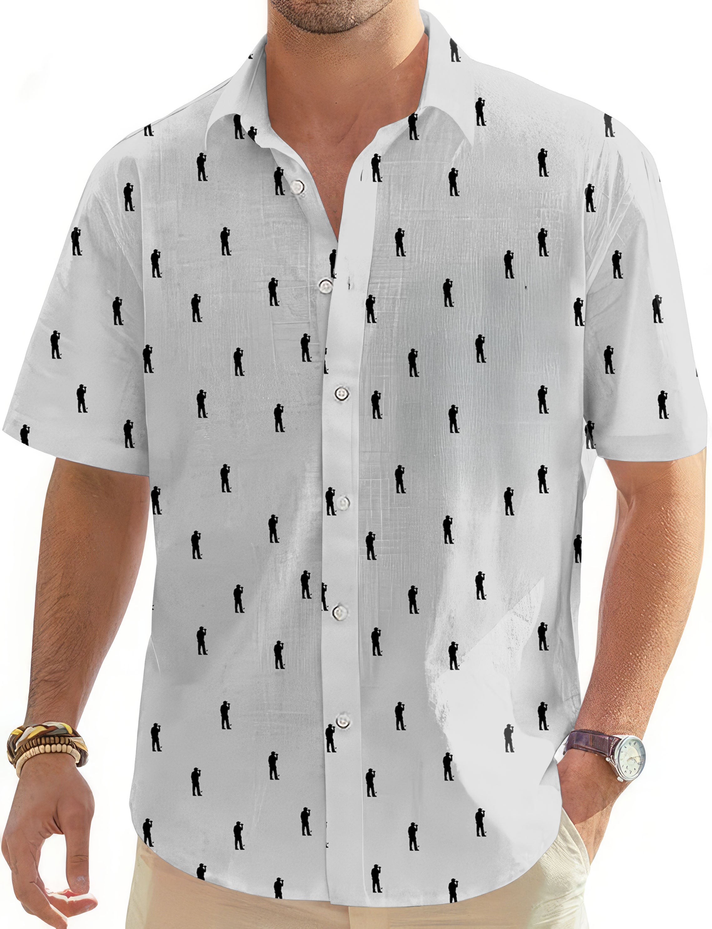 Beers on the course-Men's Golf Hawaiian Shirts Button Down Shirt