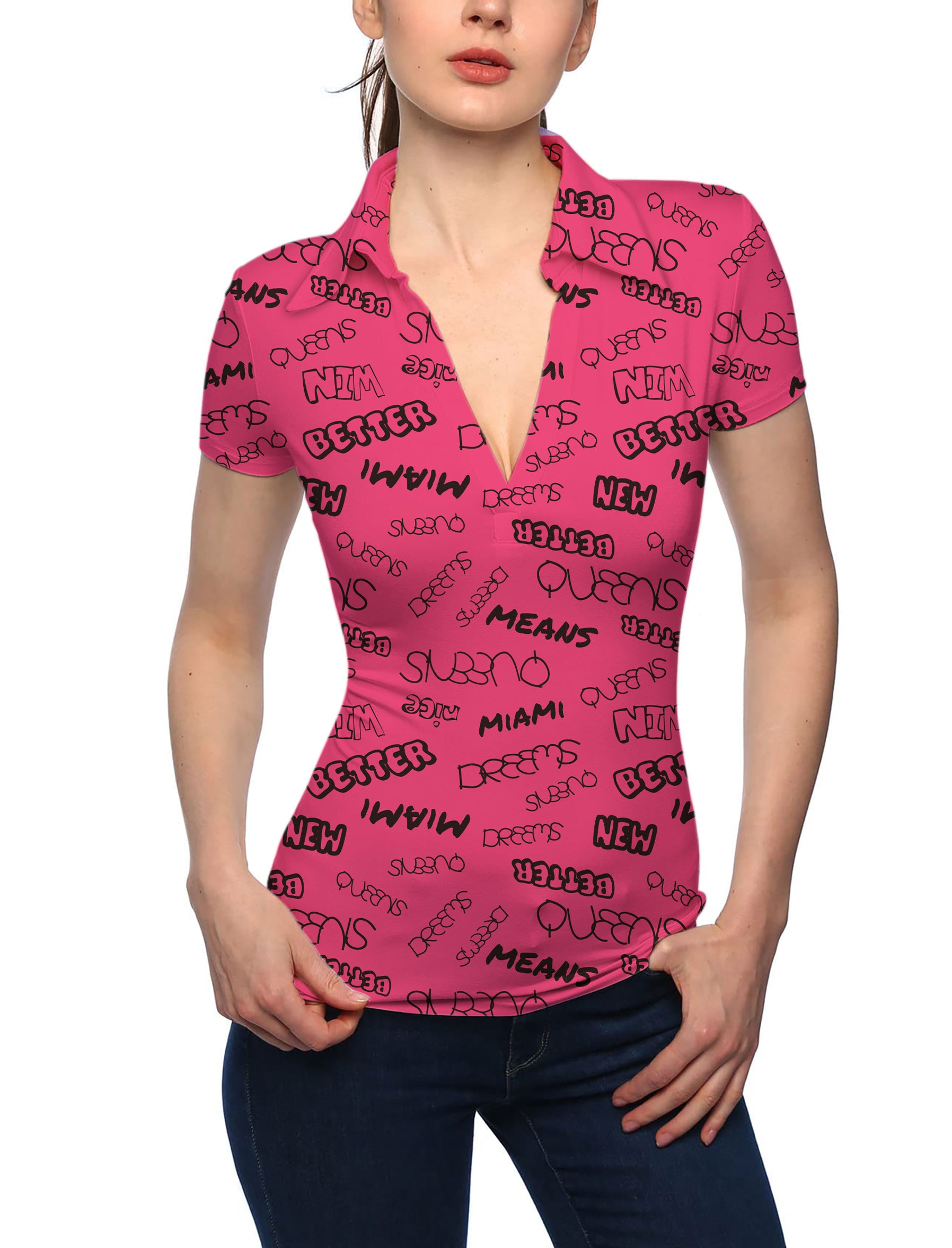 Women's New Better Miami V Neck Golf Polo