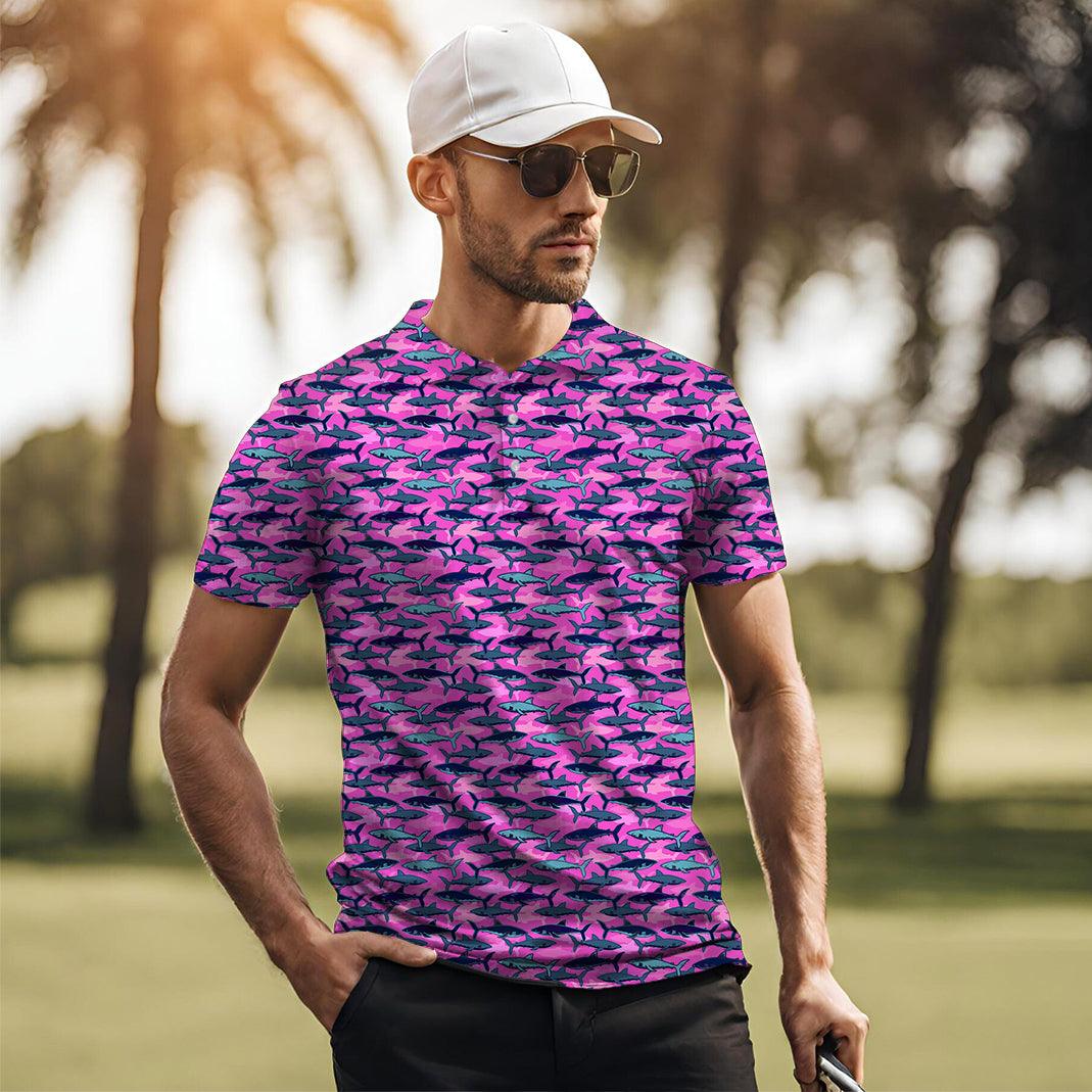 Men's Electric Sharks Pink golf polo