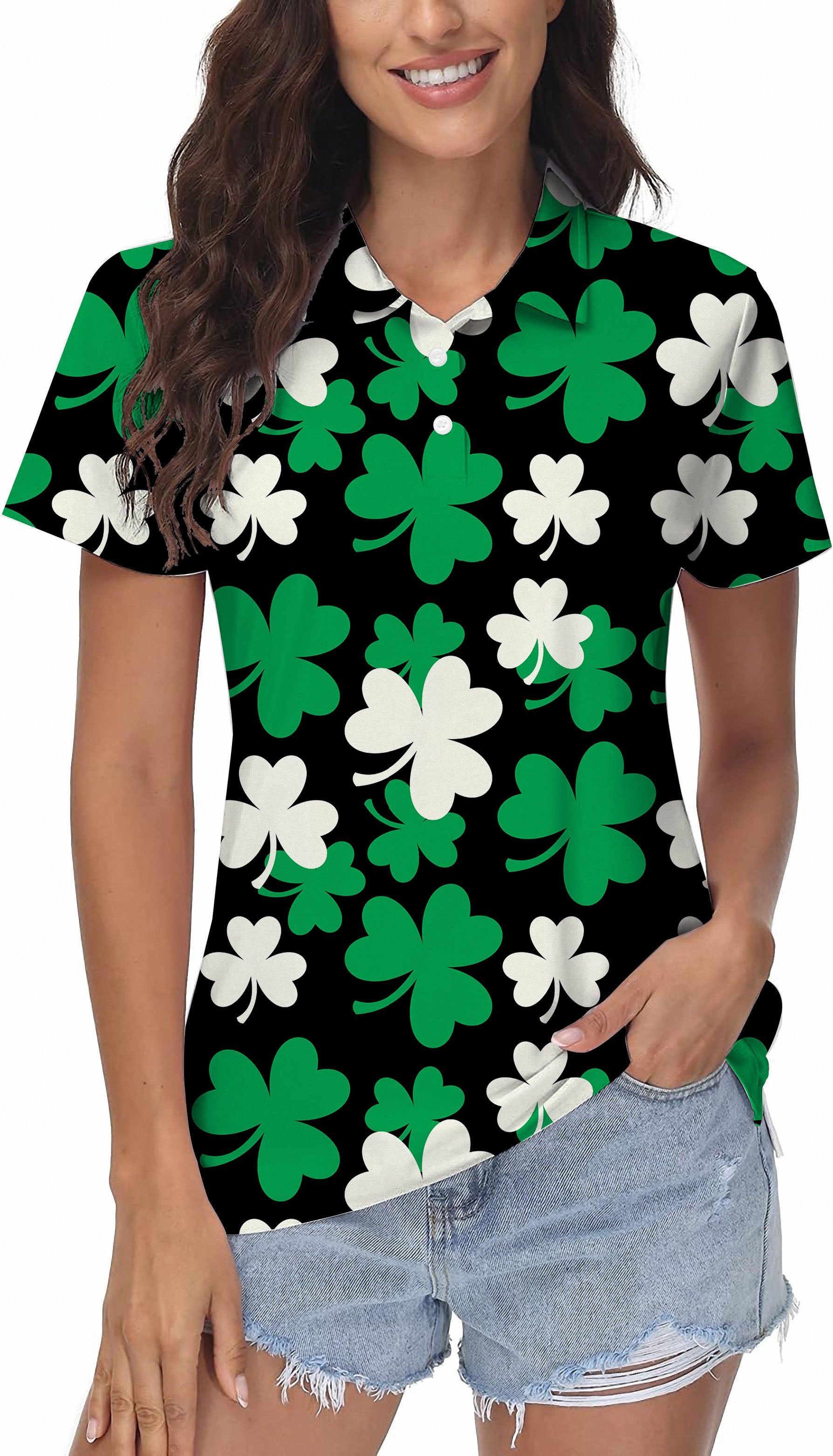 Leaf clover St. Patrick's Day Women's Golf Polo
