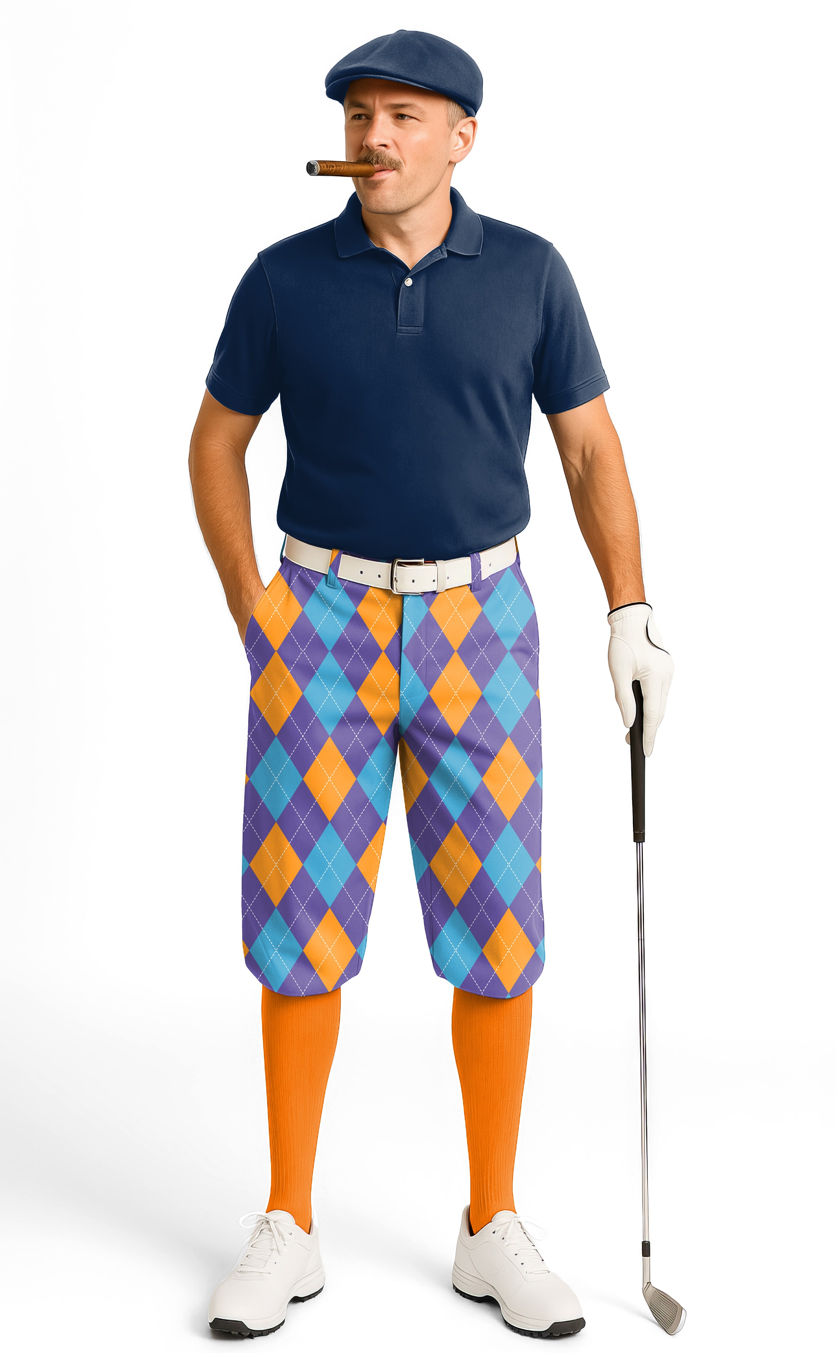 Purple orange blue Argyle-Men's Golf Knickers Pants