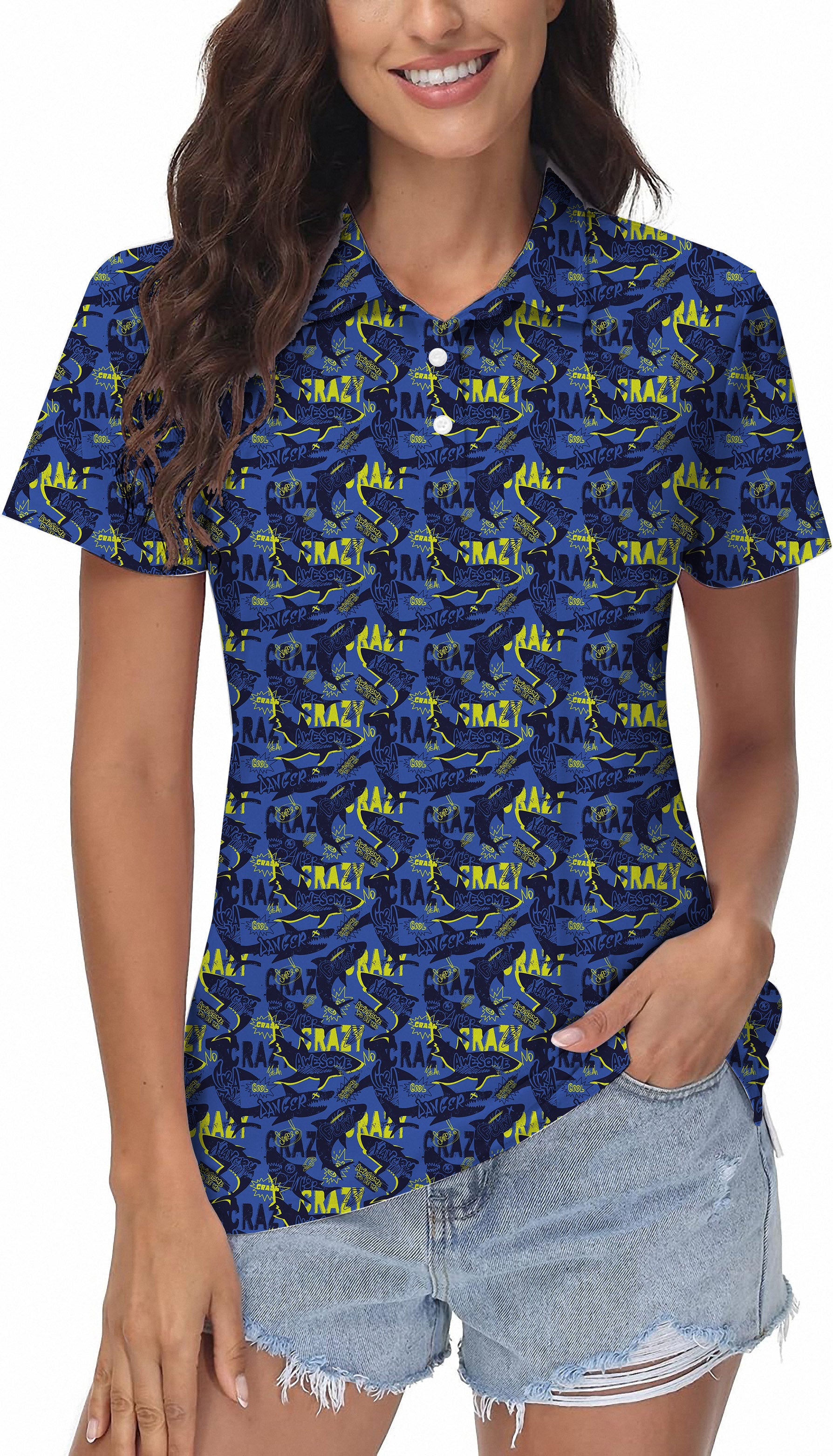 awesome shark Women's Golf Polo