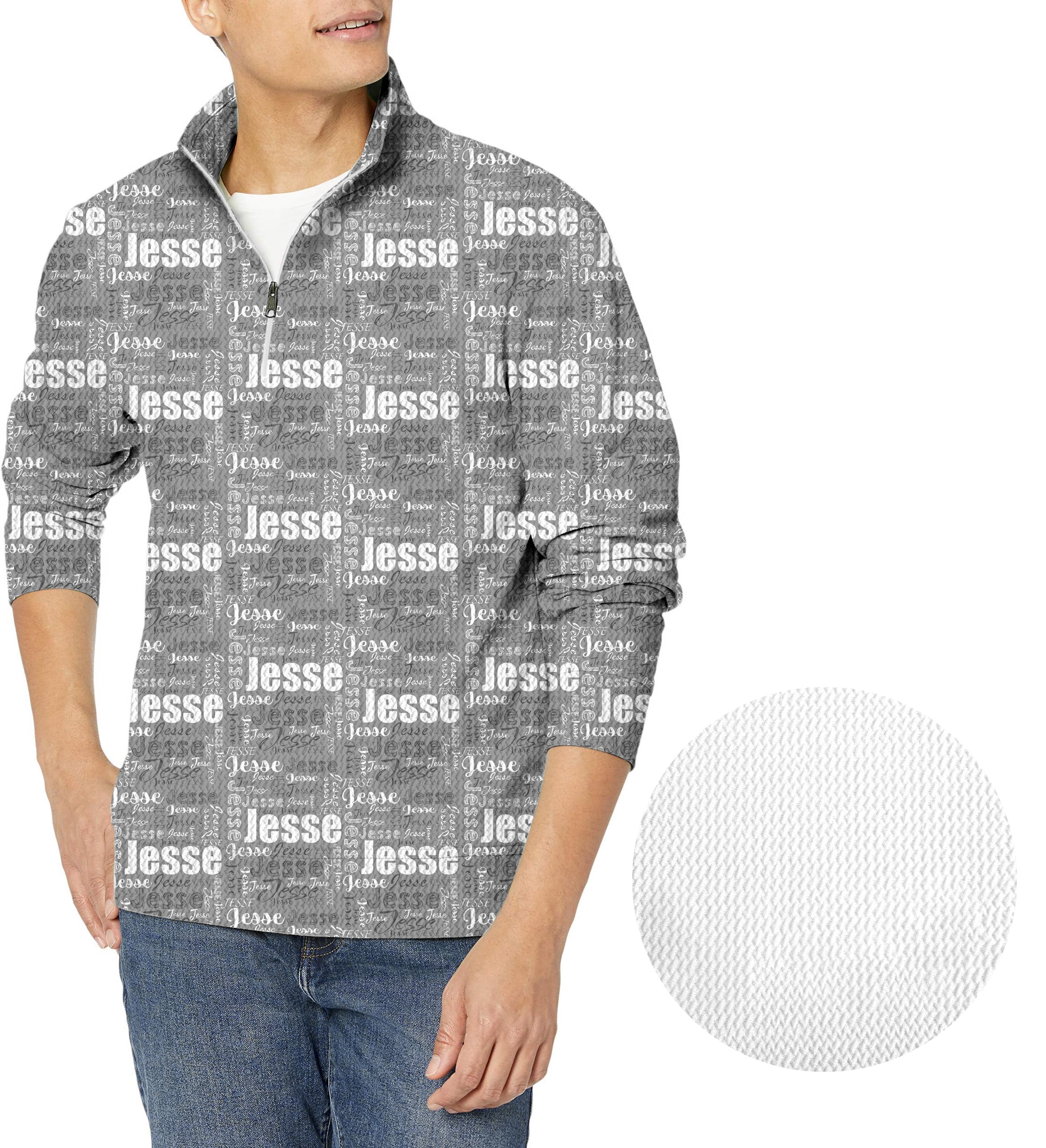 Custom name grey-Men's Golf Waffle Zipper Pullover