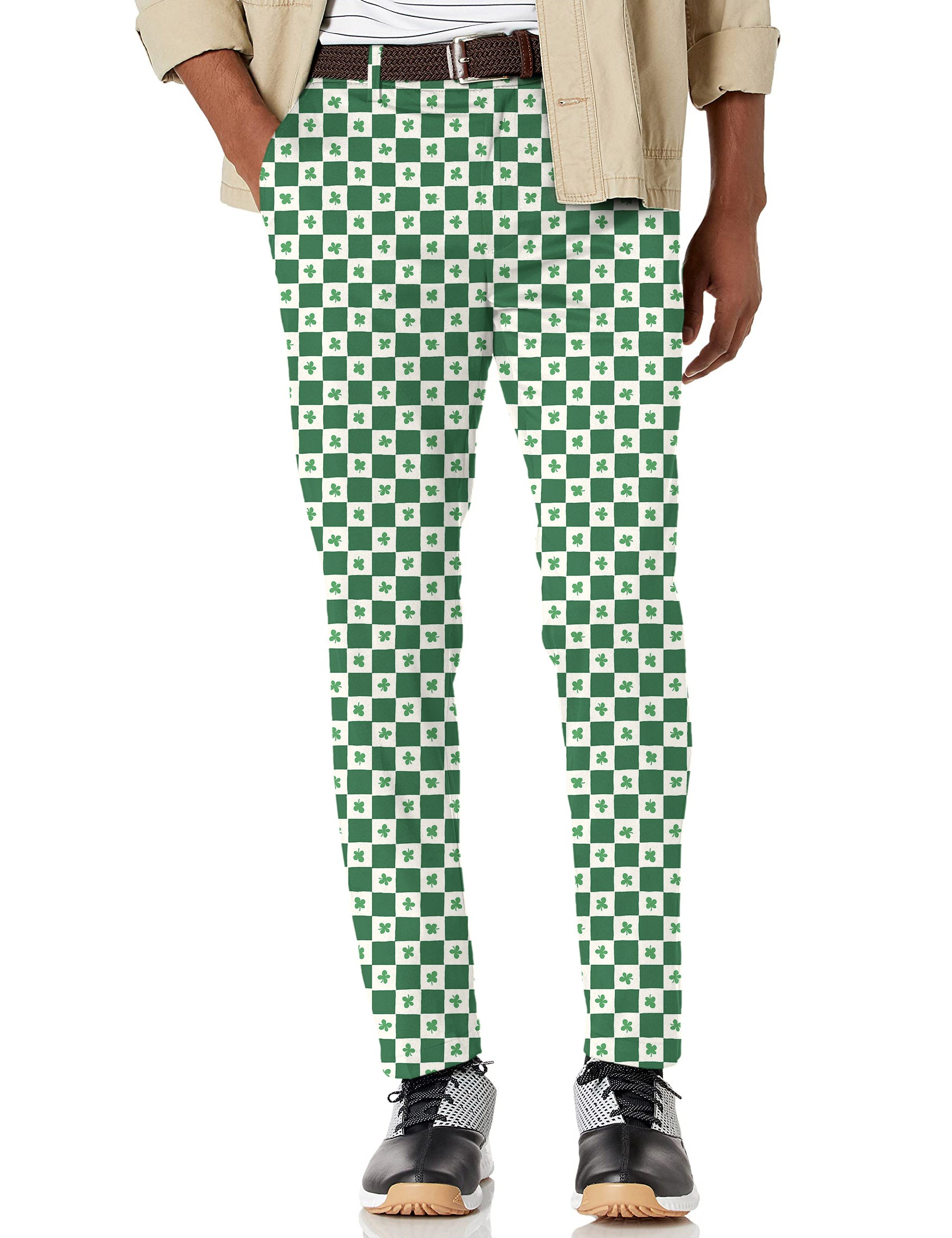 Men's Leaf clover St. Patrick's Day Stretch Golf Pants