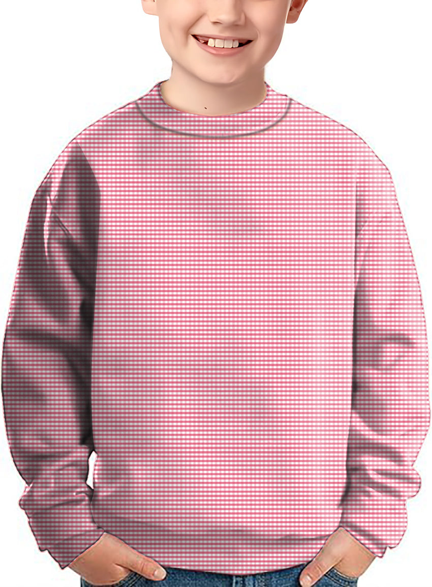 Pink striped and checkered squares Crewneck Pullover Kids Ugly Sweater