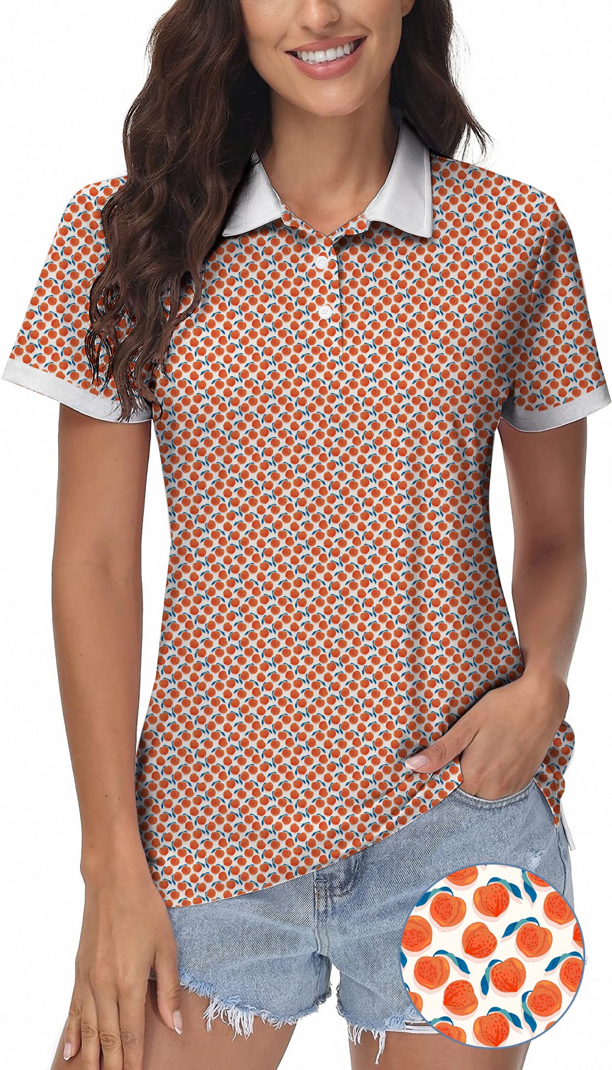momo peach Women's Golf Polo