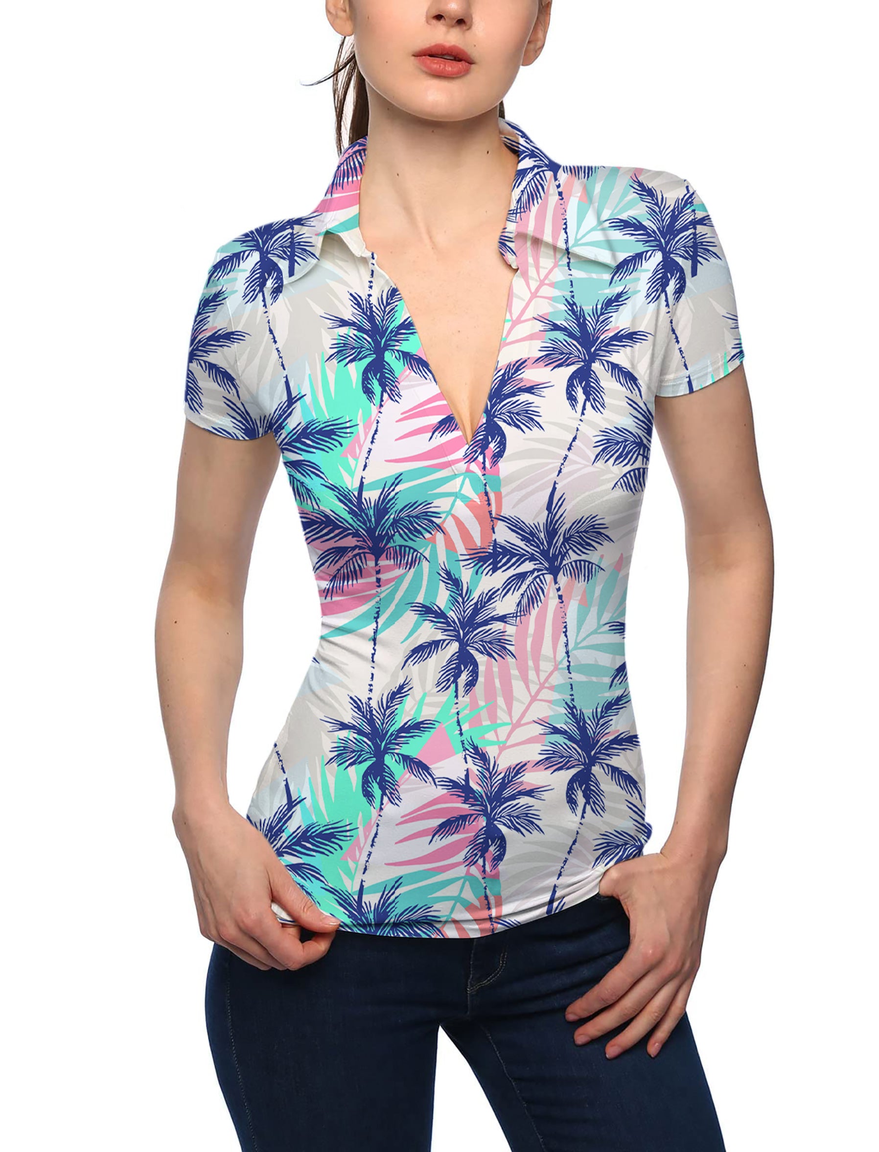 Women's Cali Vibes V Neck Golf Polo