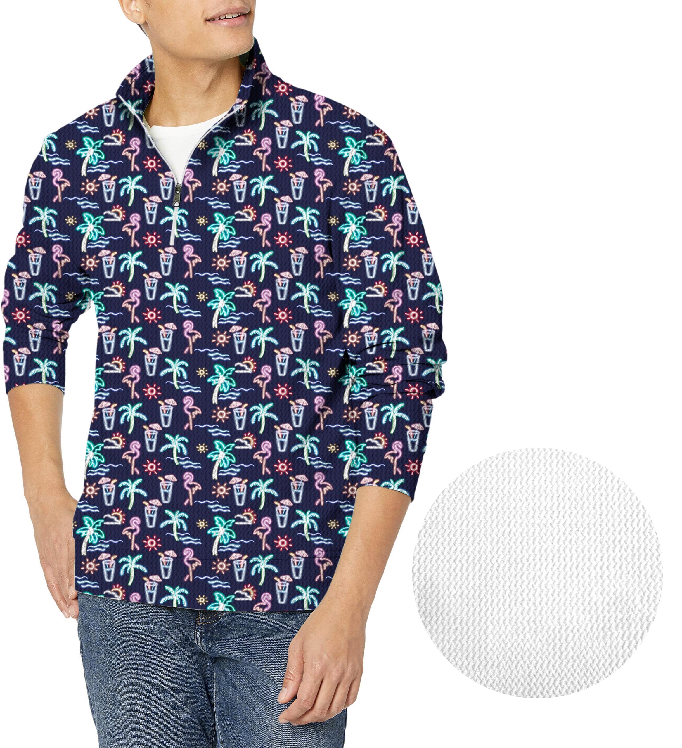 Neon Summer-Men's Golf Waffle Zipper Pullover