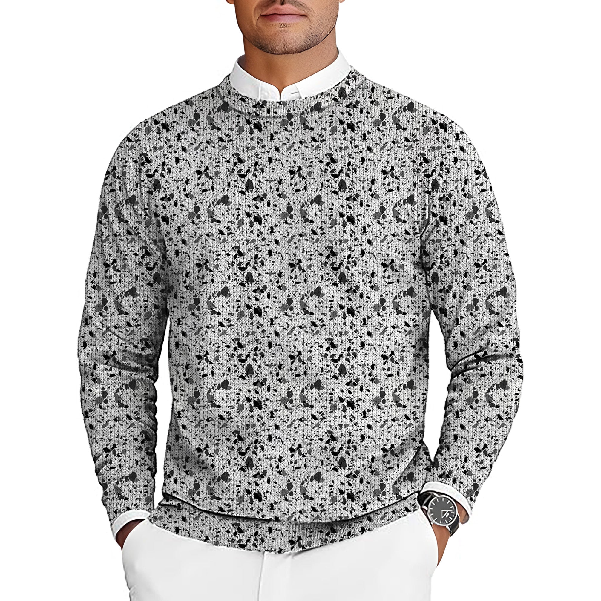 Terrazzo Men's Golf Crewneck Pullover Sweaters Ugly Sweater