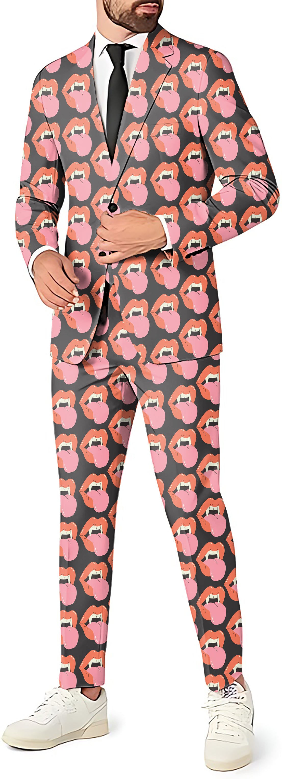 Halloween Vampire Mouth Men's Party Costumes-Theme Party 2 or 3pcs Suit set-Blazer Pants & Vest