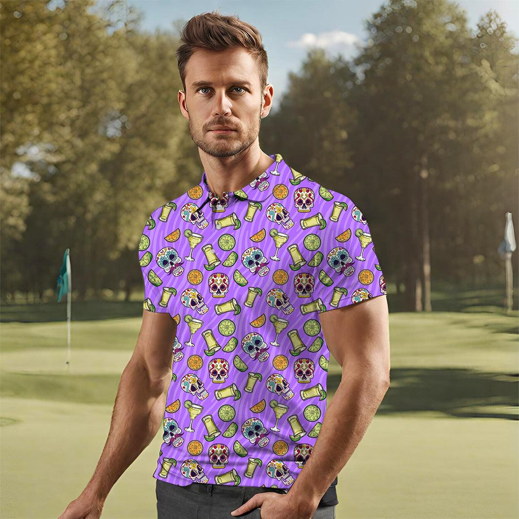 Men's golf polo Summer Tequila skull