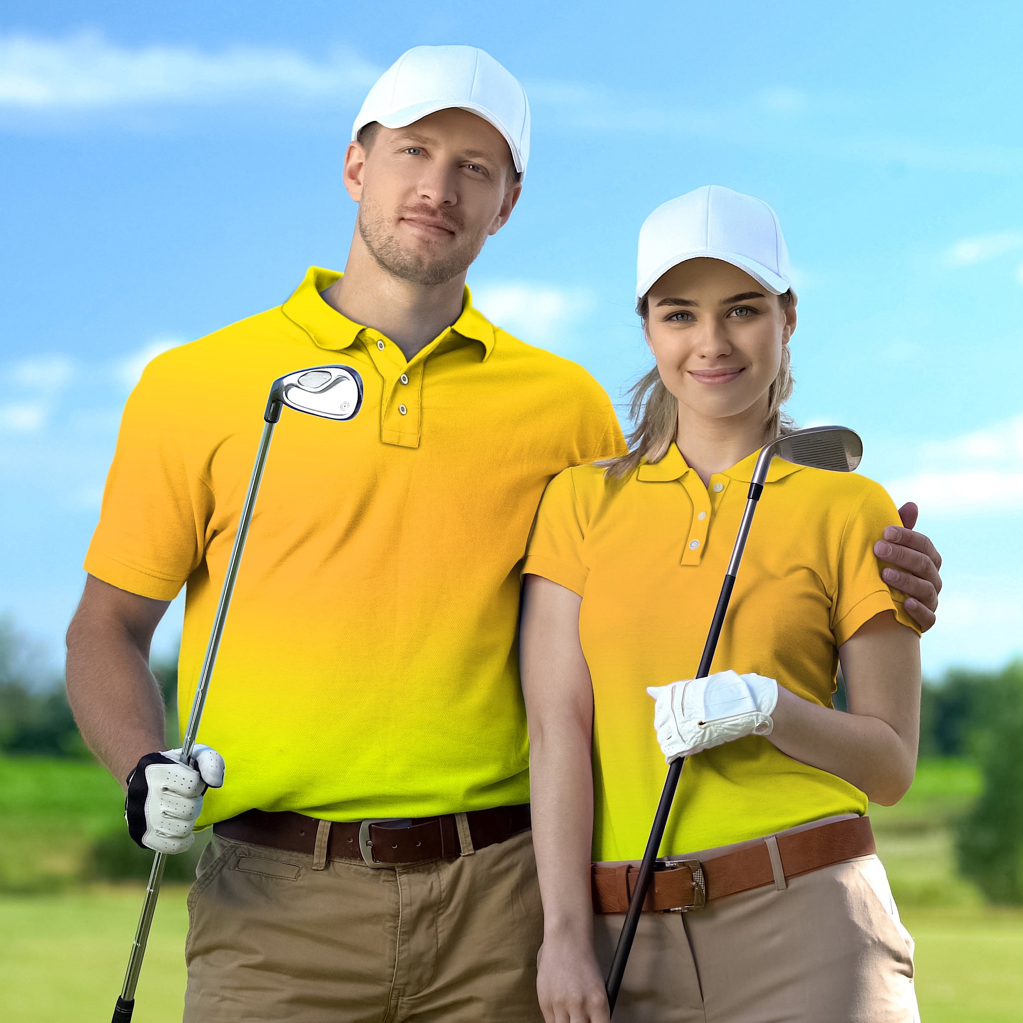 Golf Polo Couple Family set Neon Gradients tournament