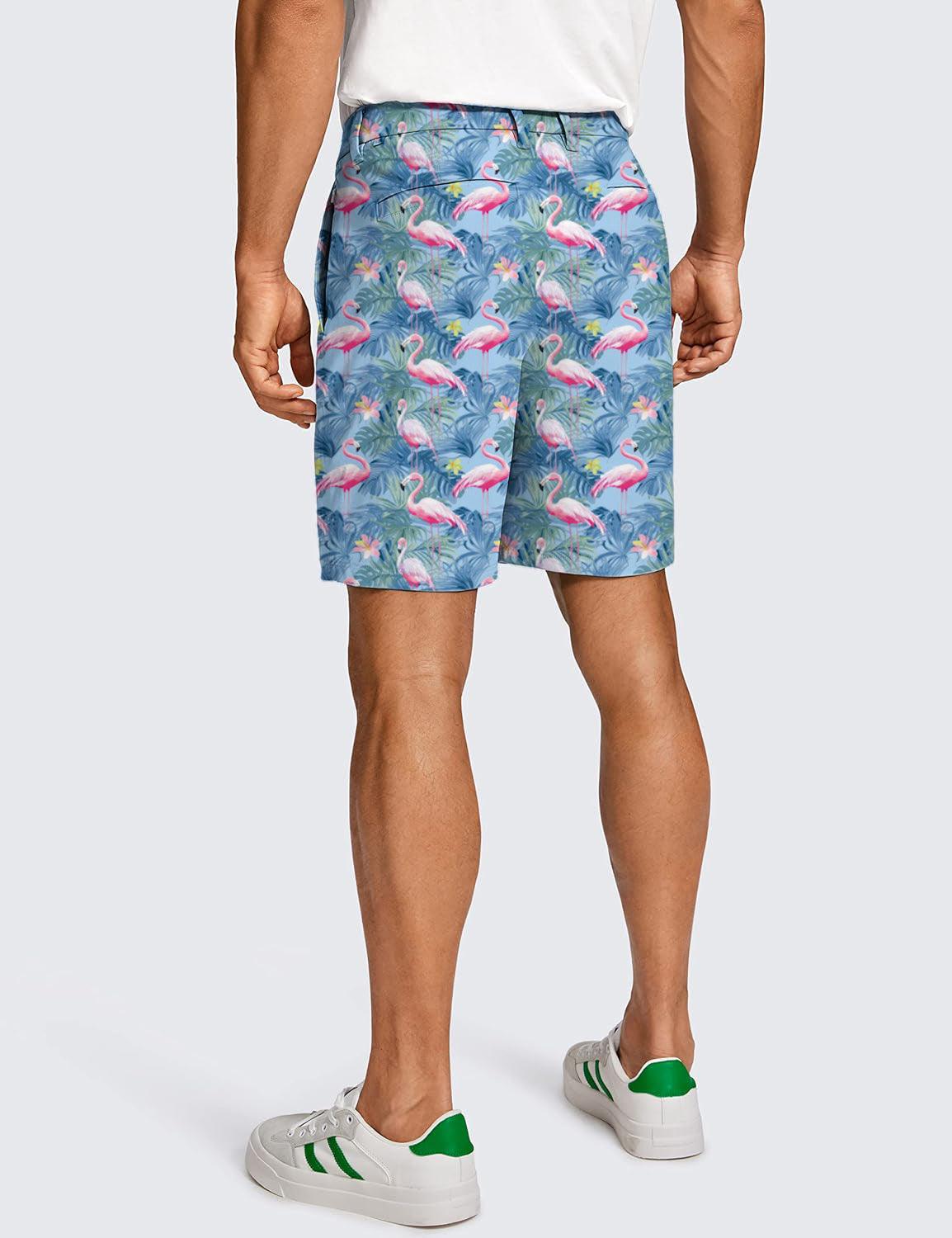 Men Tropical birds pink flamingo Golf Shorts