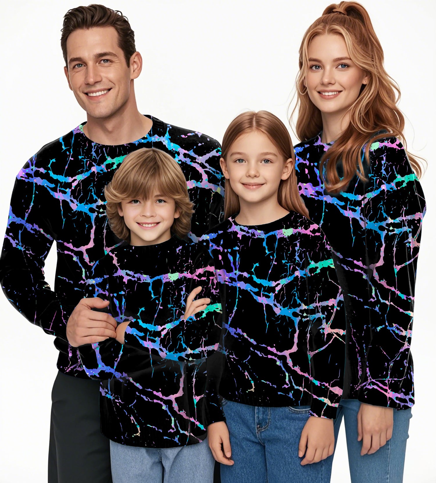 Rainbow Lightning Crewneck Pullover Ugly Sweater Men Women boy girl family