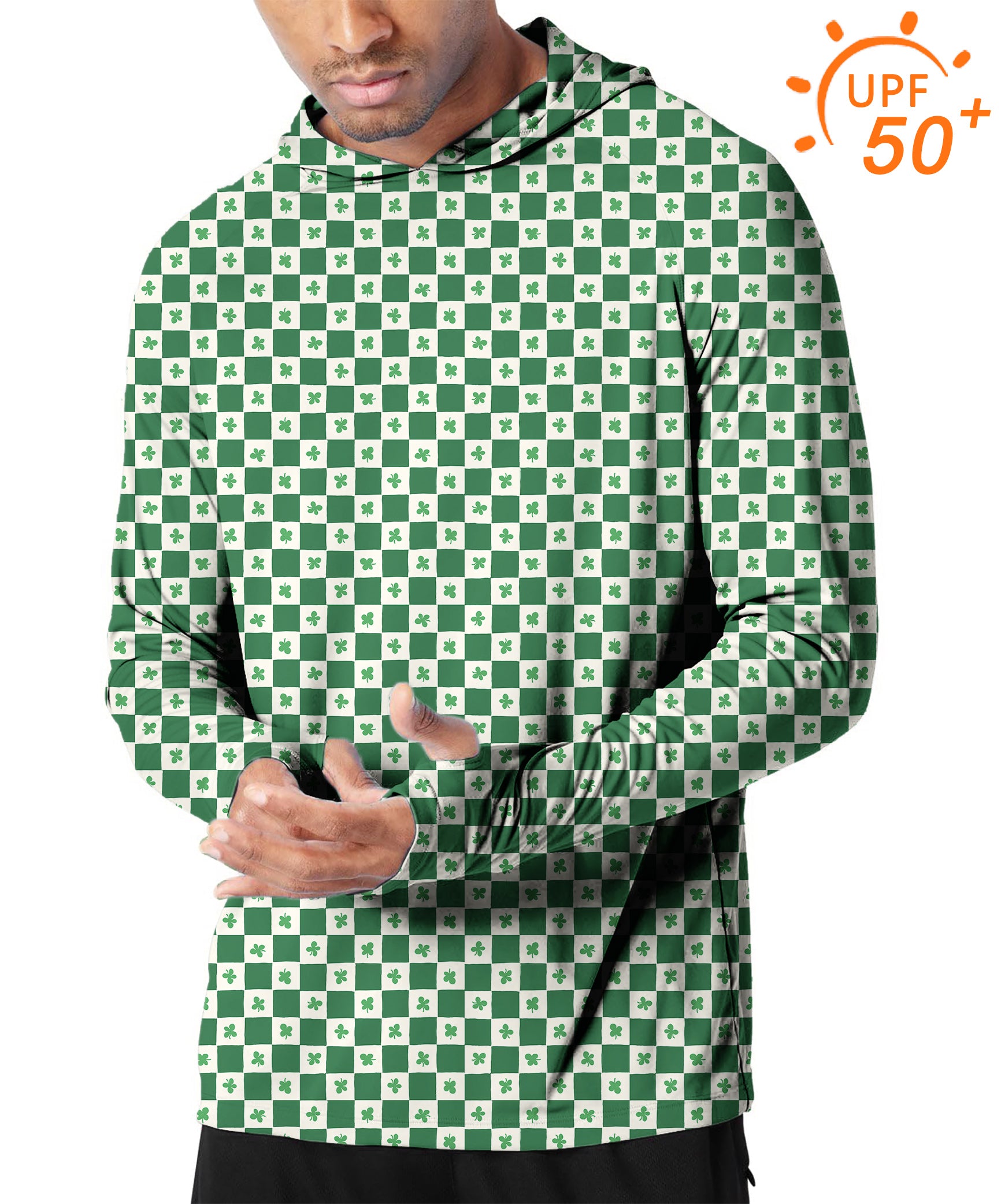 Men's Outdoor Leaf clover St. Patrick's Day Golf Sun Protection Slim Fit  hoodies