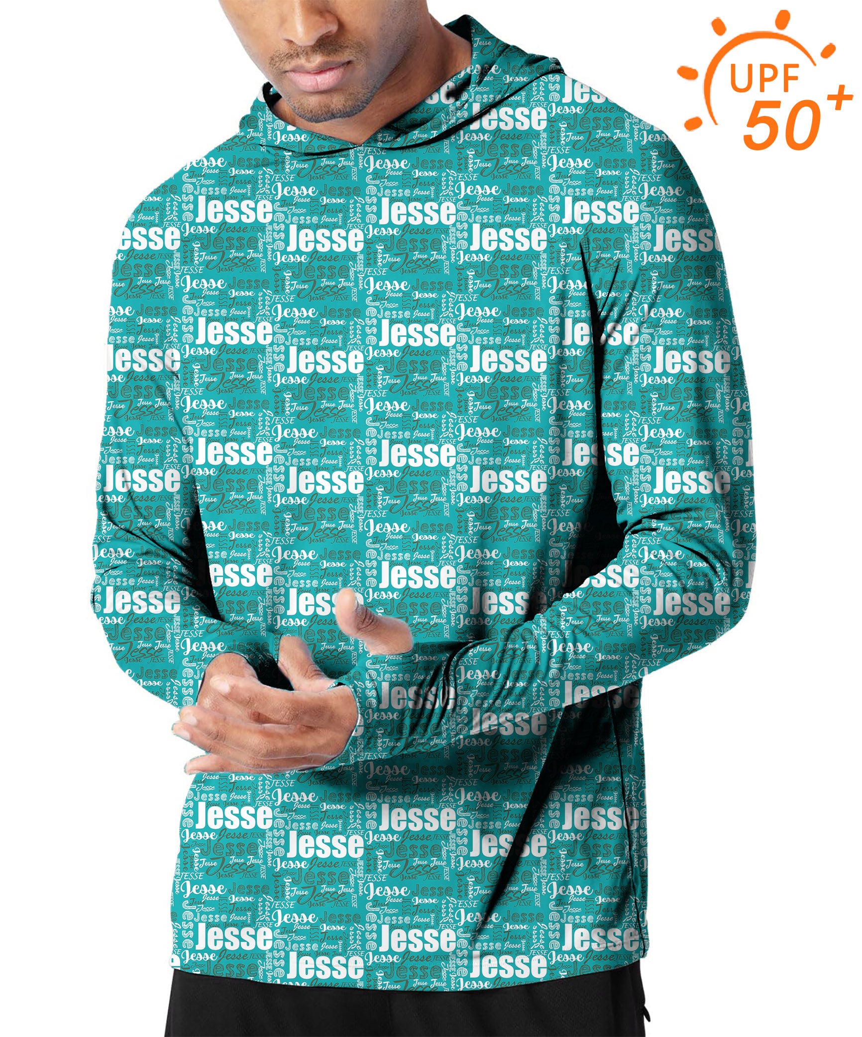 Men's Outdoor Custom name teal Golf Sun Protection Slim Fit  hoodies
