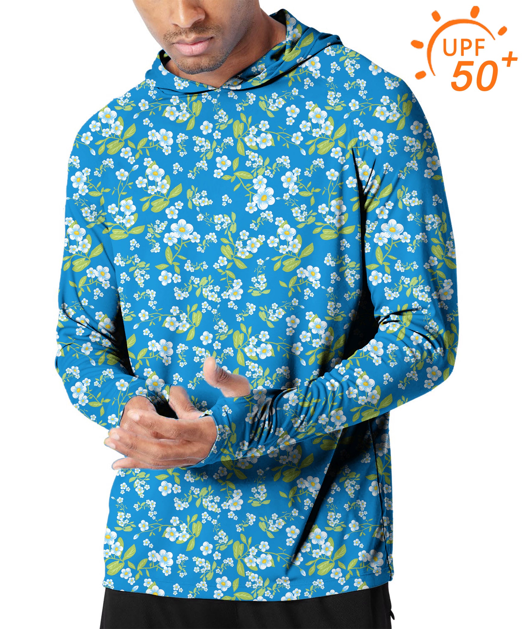 Men's Outdoor Blue Daisy Golf Sun Protection Slim Fit  hoodies