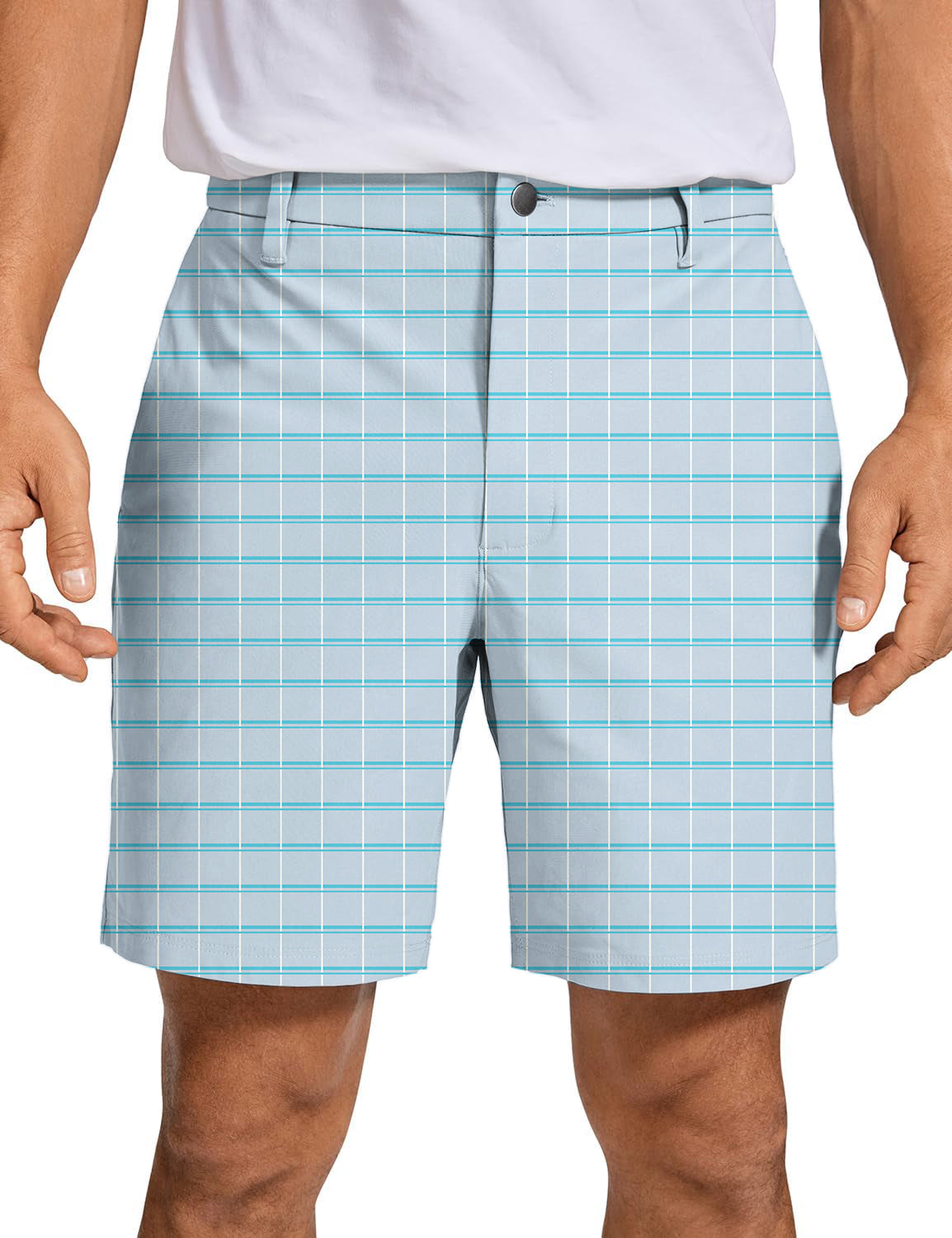 Men Sky blue checkered Golf Shorts limited edition