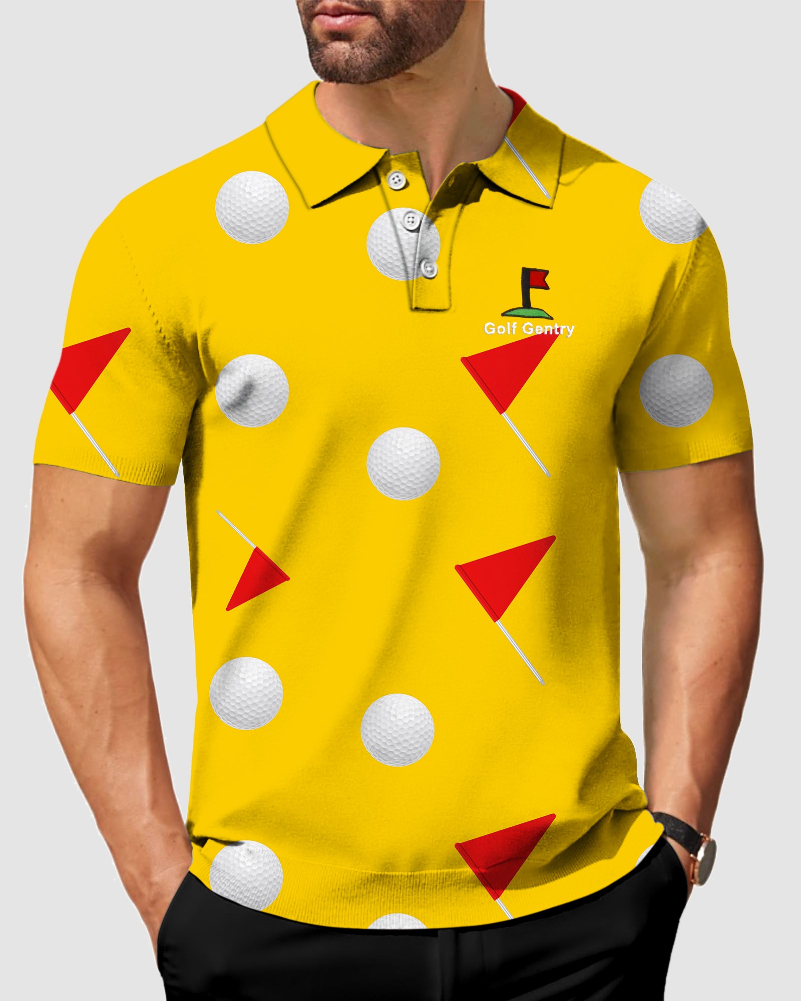 Men's flag golf polo