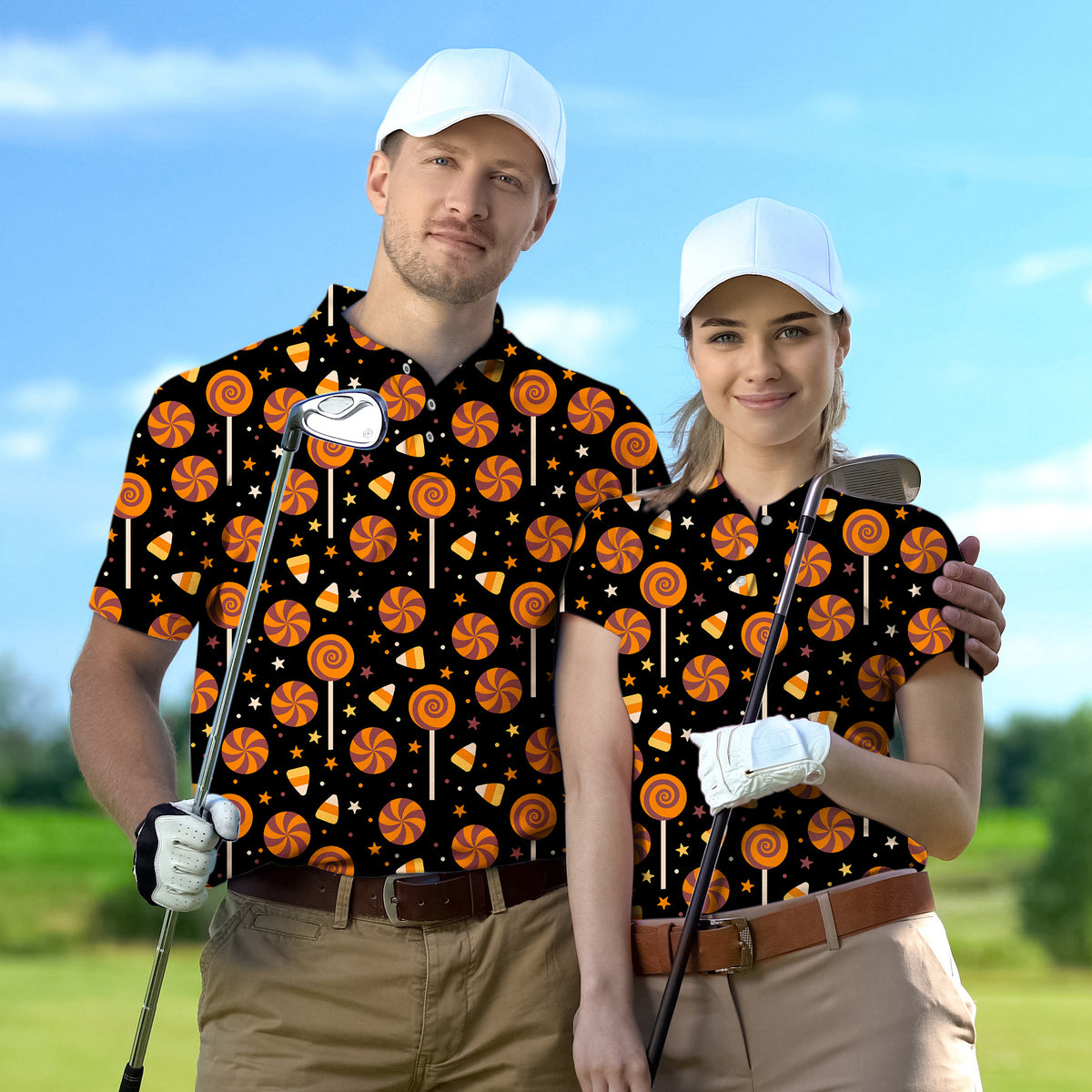 Couple Halloween Lollipops set Golf Championship Trophy tournament