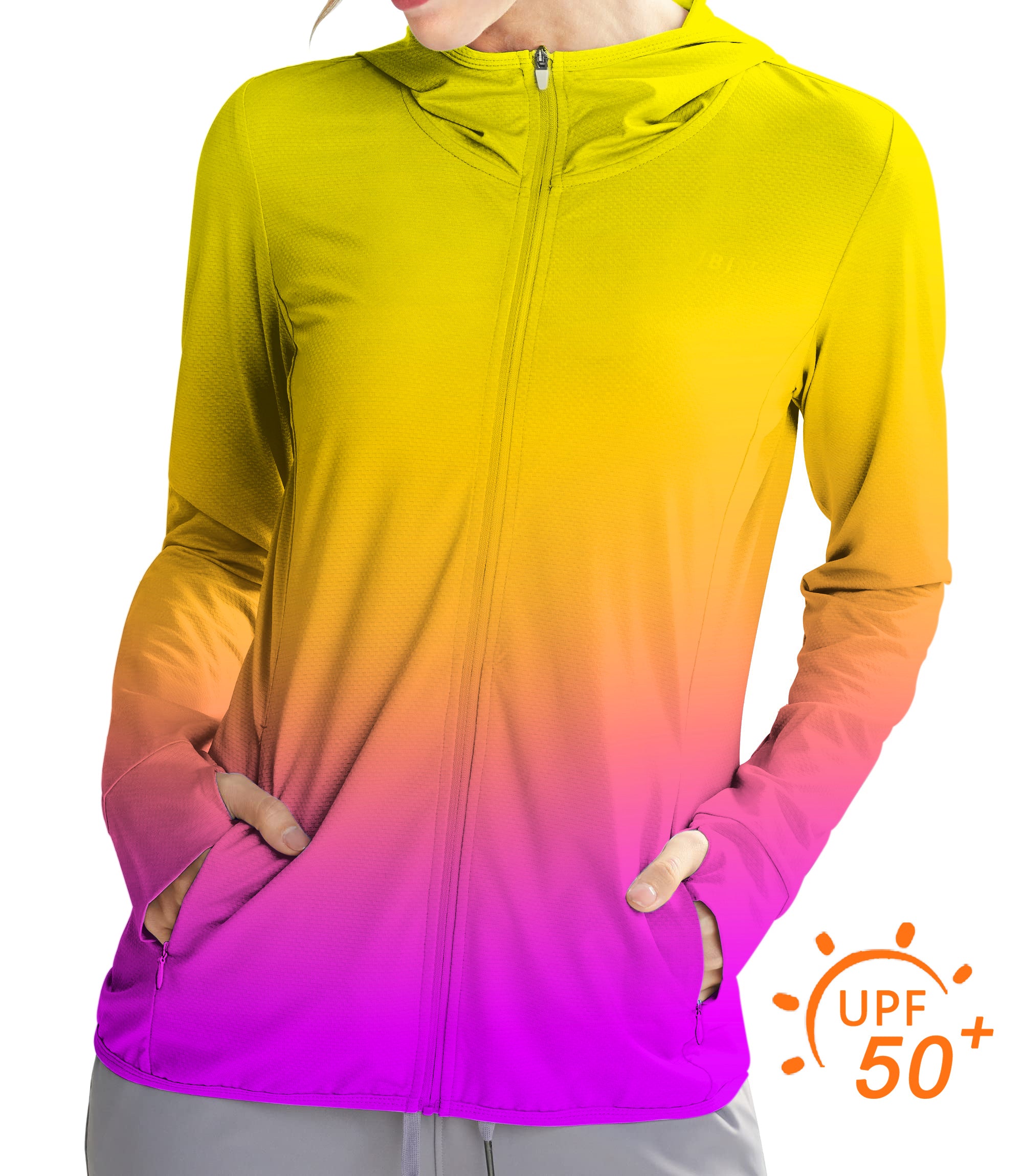 Women's Outdoor Neon Gradients Golf Sun Protection Slim Fit zip hoodies