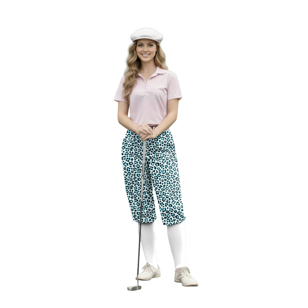 Personalize And Add To Cart Men's Blue leopard print Polo Womens Golf Knickers Pants