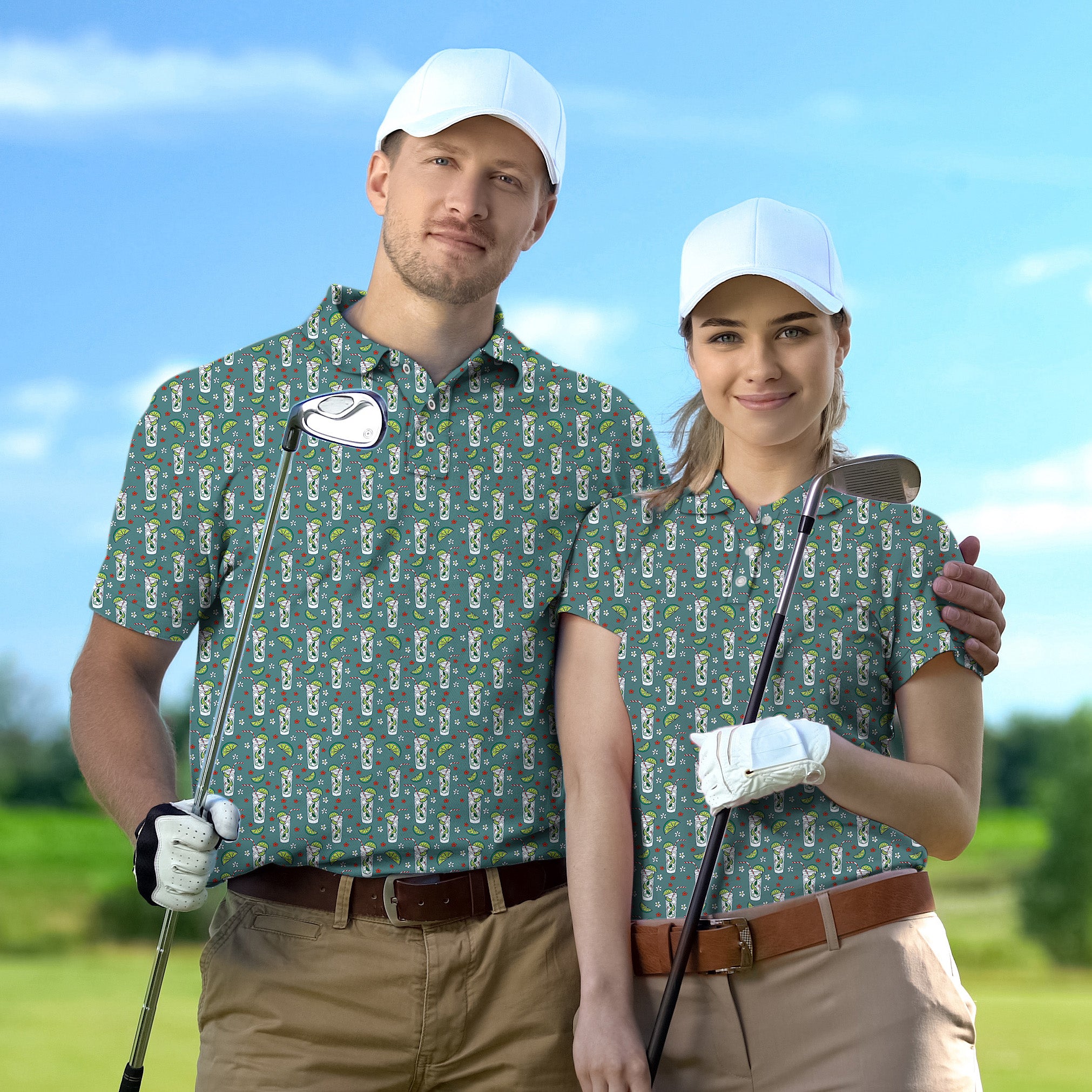 Golf Polo Couple Family set Lemon water tournament