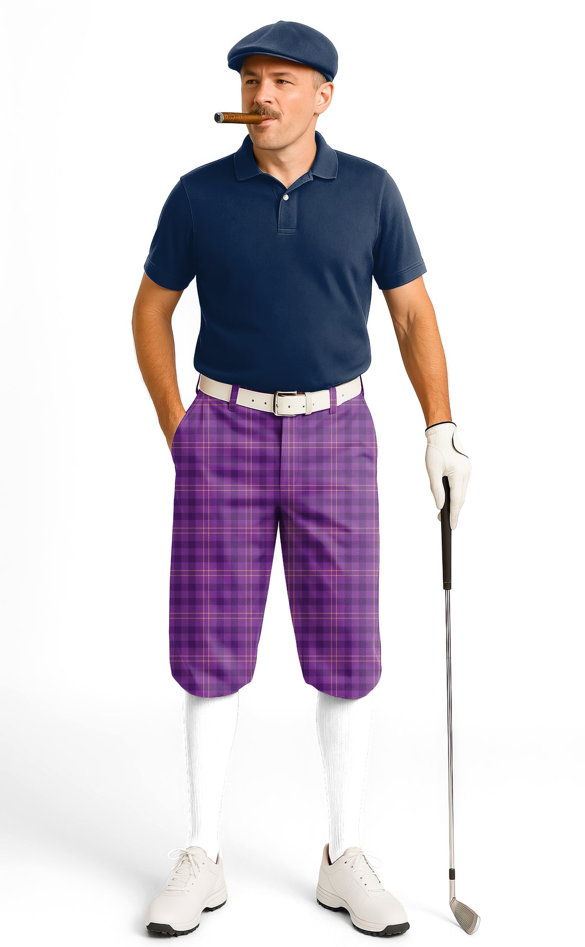 Halloween purple plaid Men's Golf Knickers Pants