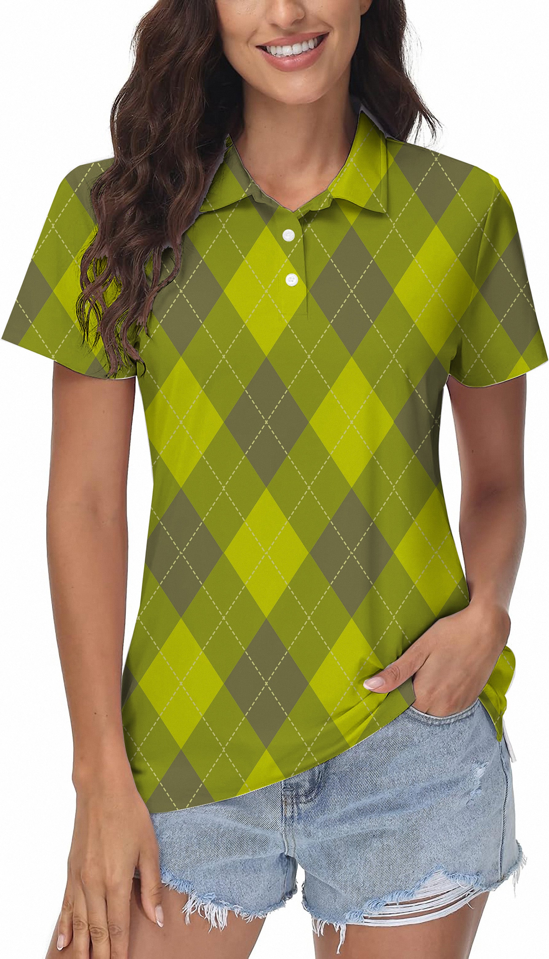 Yollow Argyle Women's Golf Polo