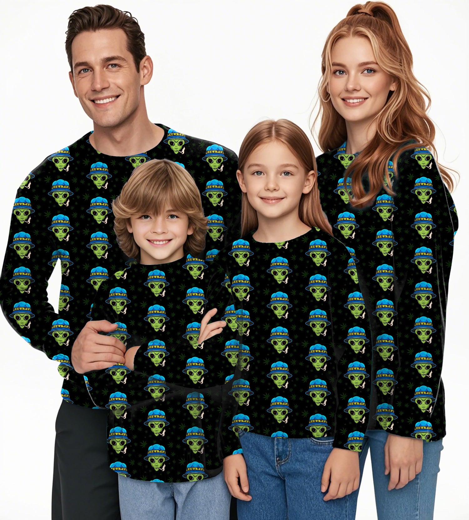 Smokin' Galactic Crewneck Pullover Ugly Sweater Men Women boy girl family