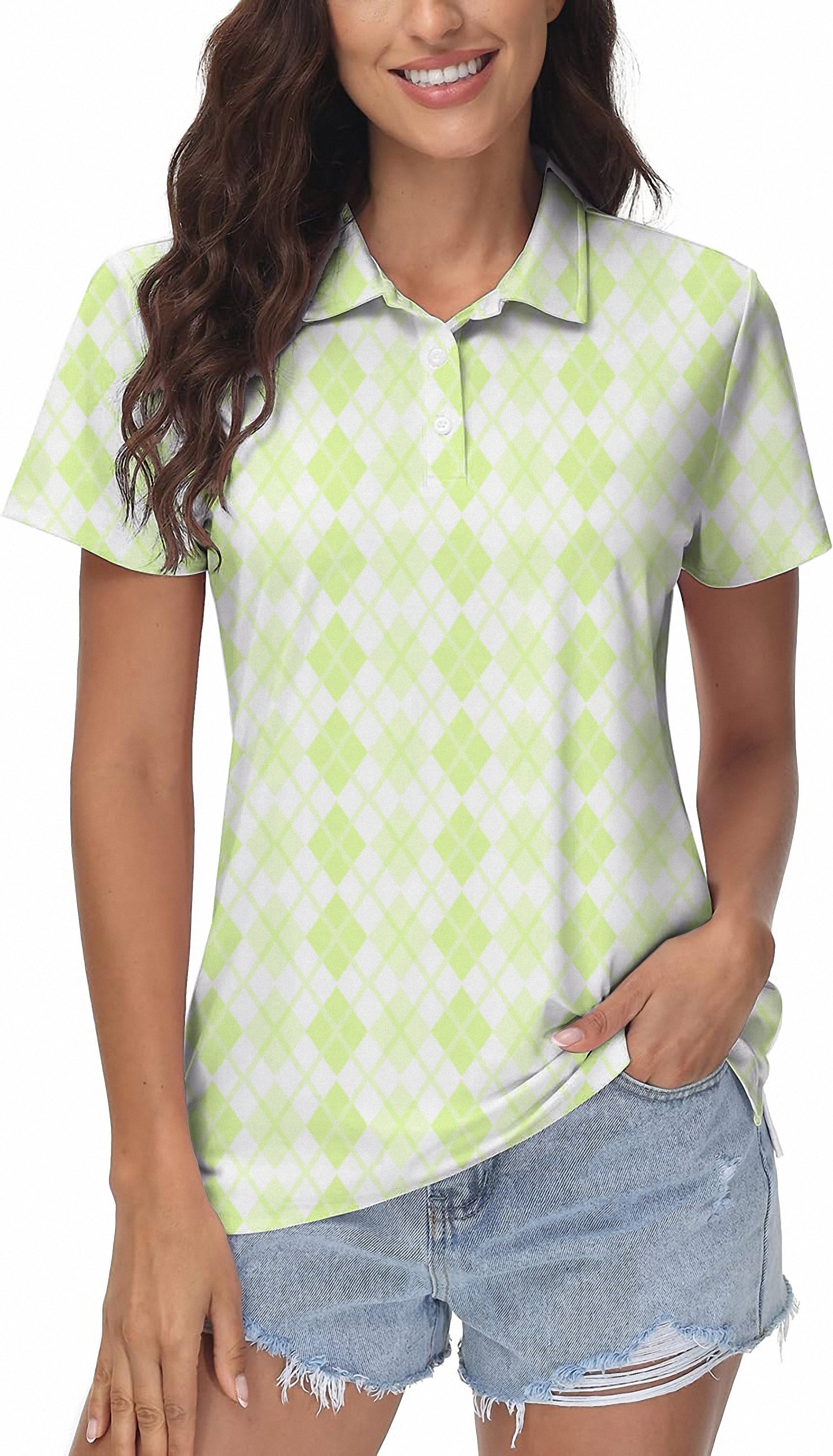 green grid Women's Golf Polo