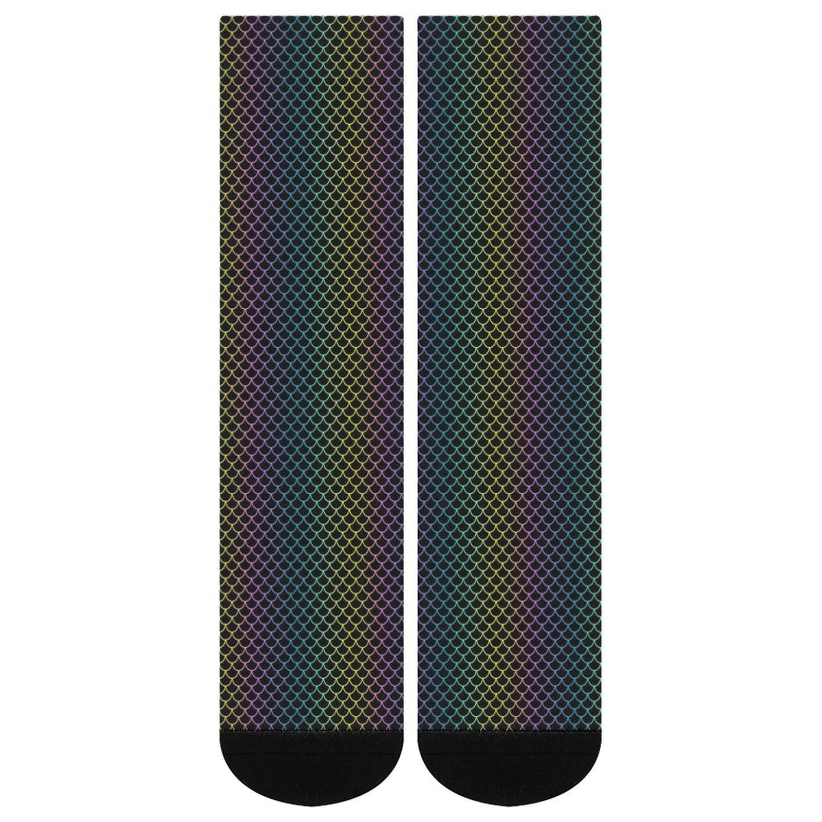 Fish scale gradient color Prined socks Gifts for Men Women