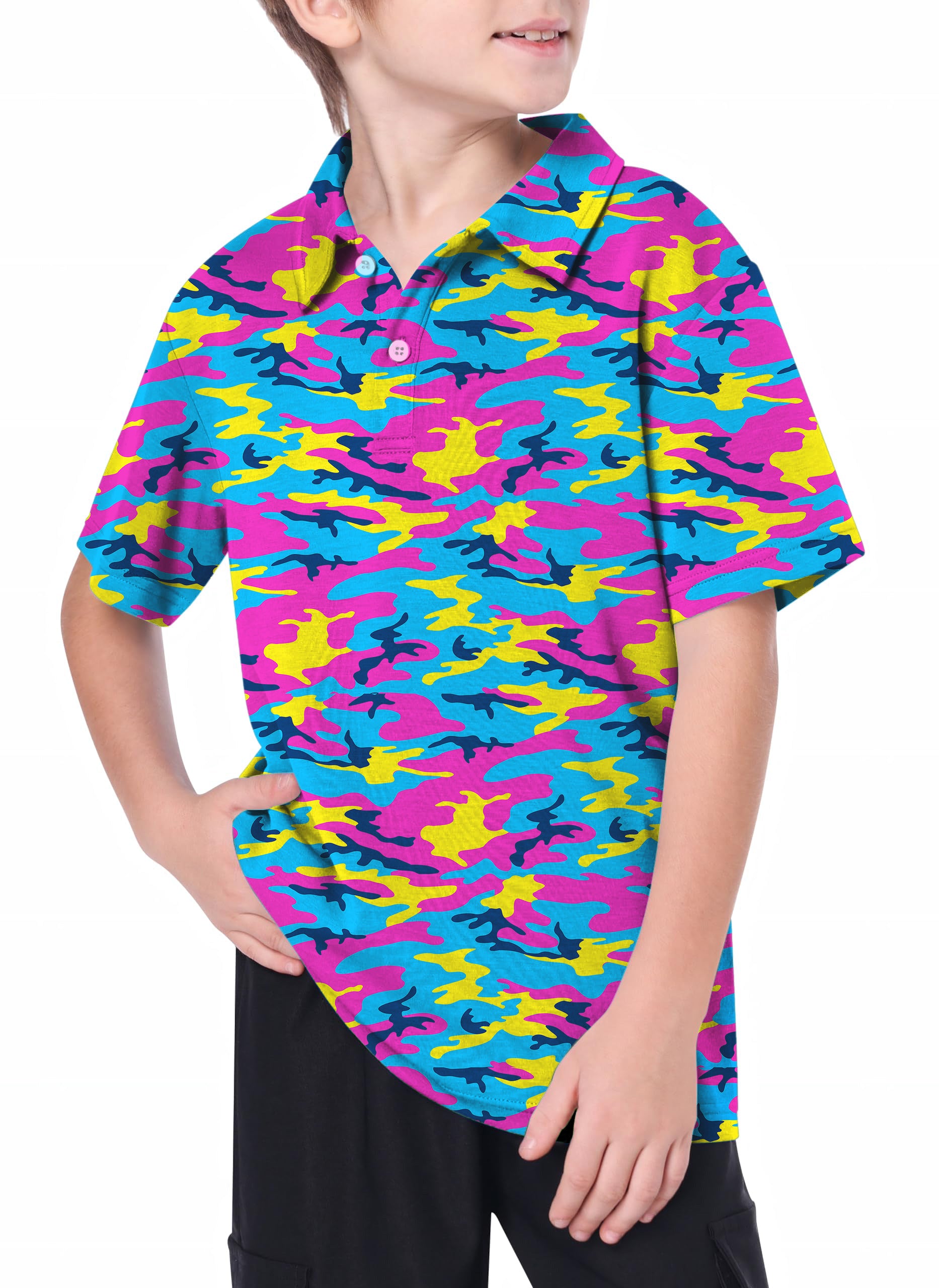 Youth Neon Camo Golf Polo