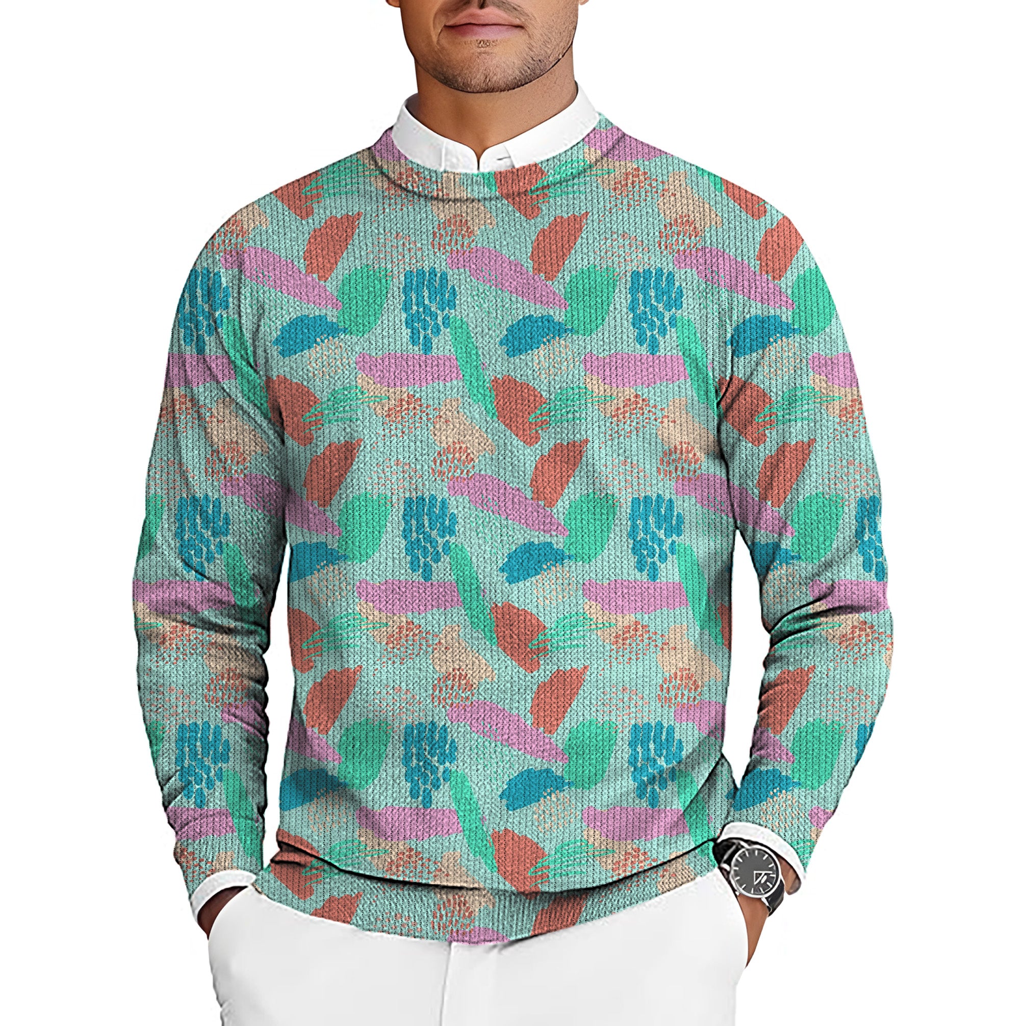 Graffiti Men's Golf Crewneck Pullover Sweaters Ugly Sweater