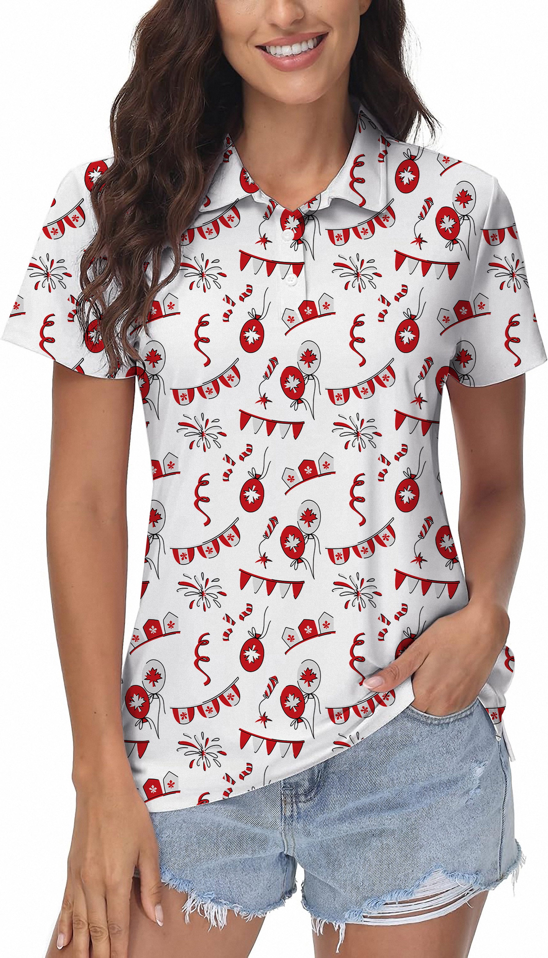 Canadian Flag Celebration Women's Golf Polo