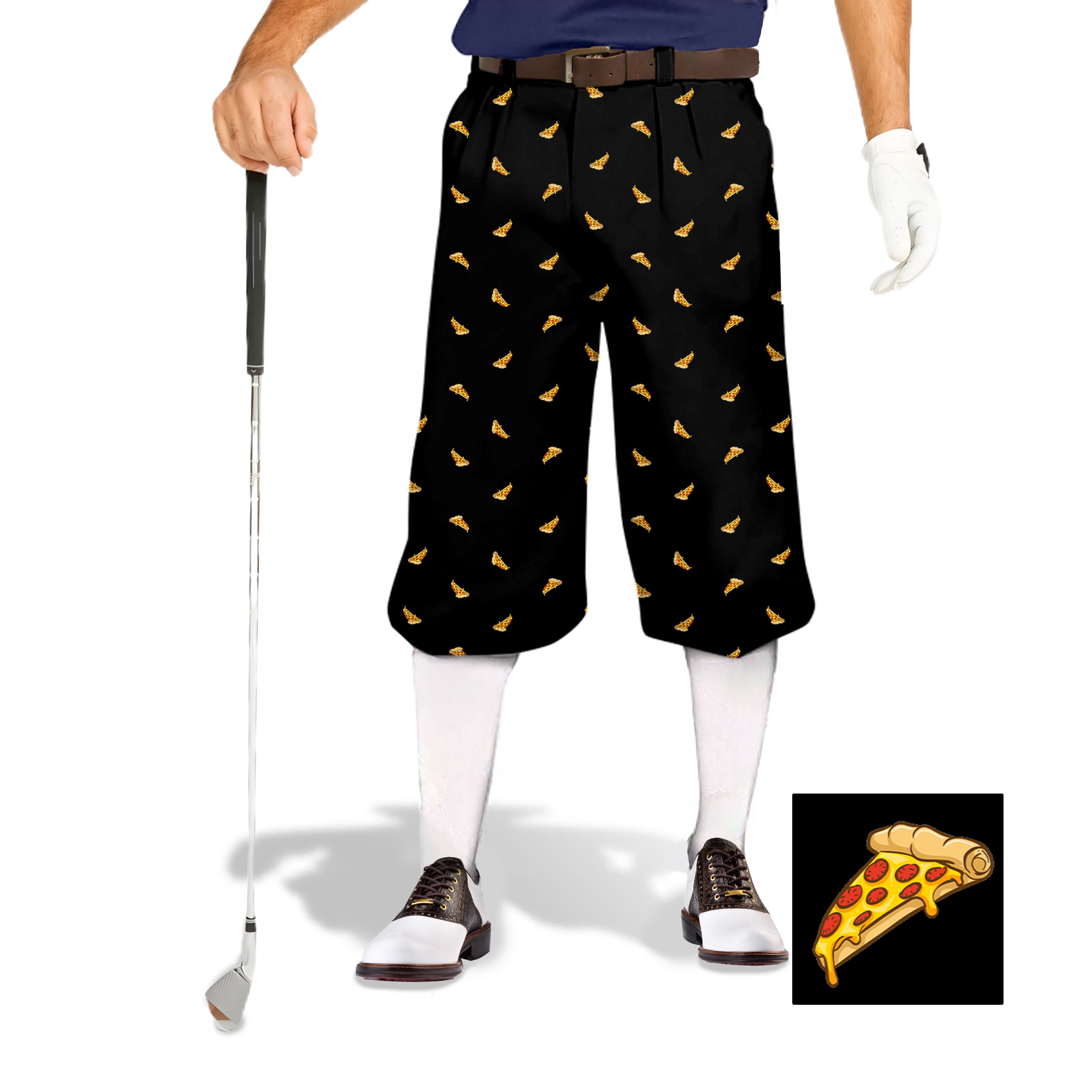 Delicious White Pizza Custom The Background Color Men's Golf Knickers Pants