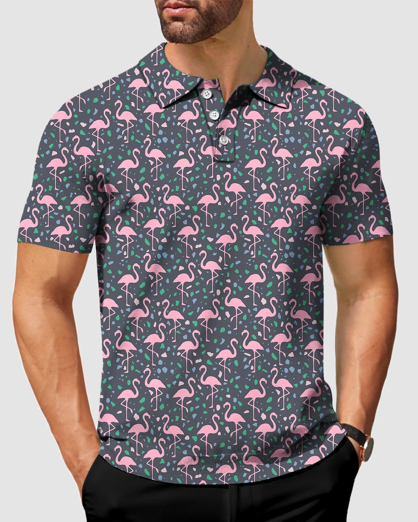 Men's Terrazzo Flamingo golf polo