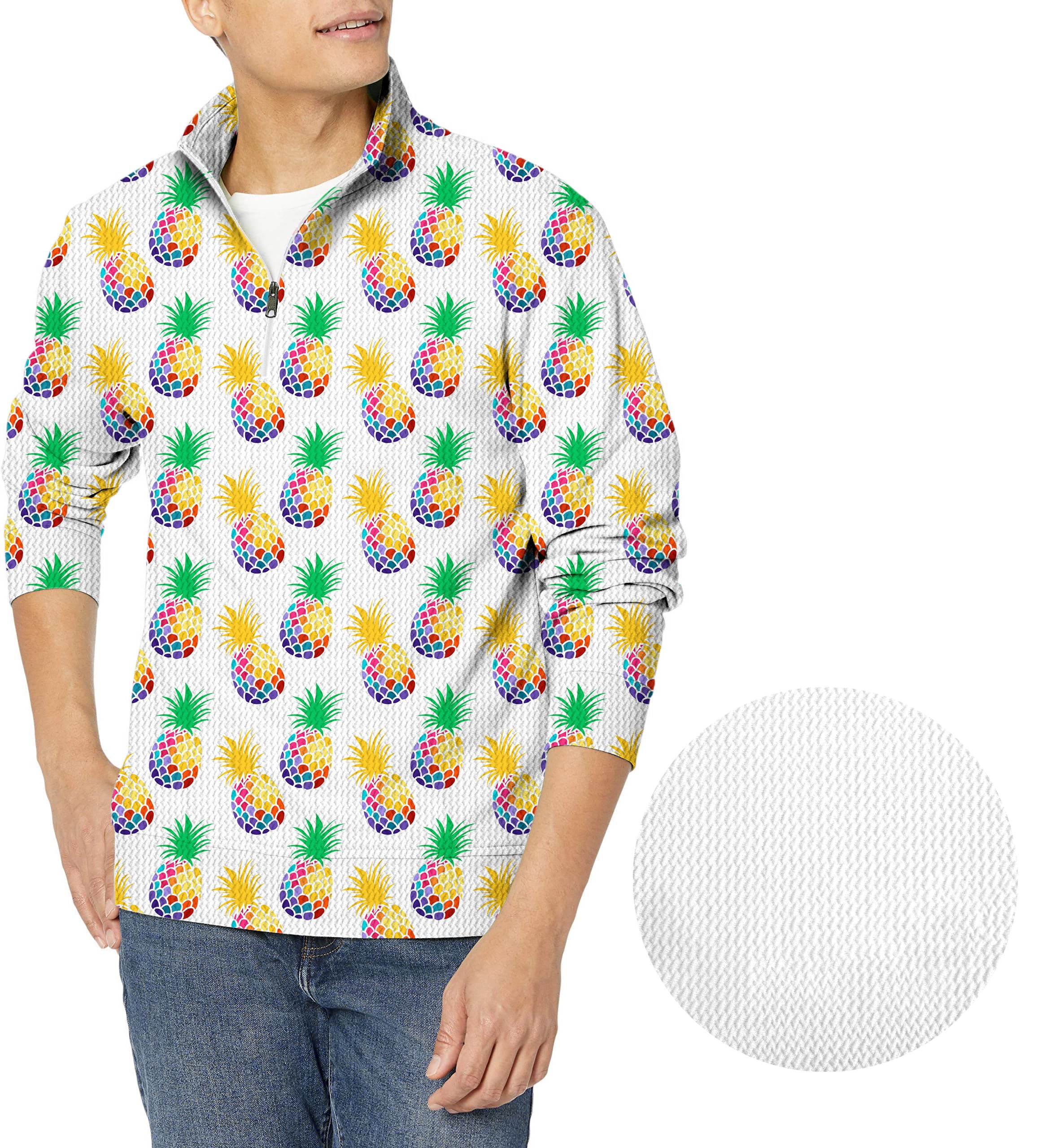 Pineapple Disco-Men's Golf Waffle Zipper Pullover