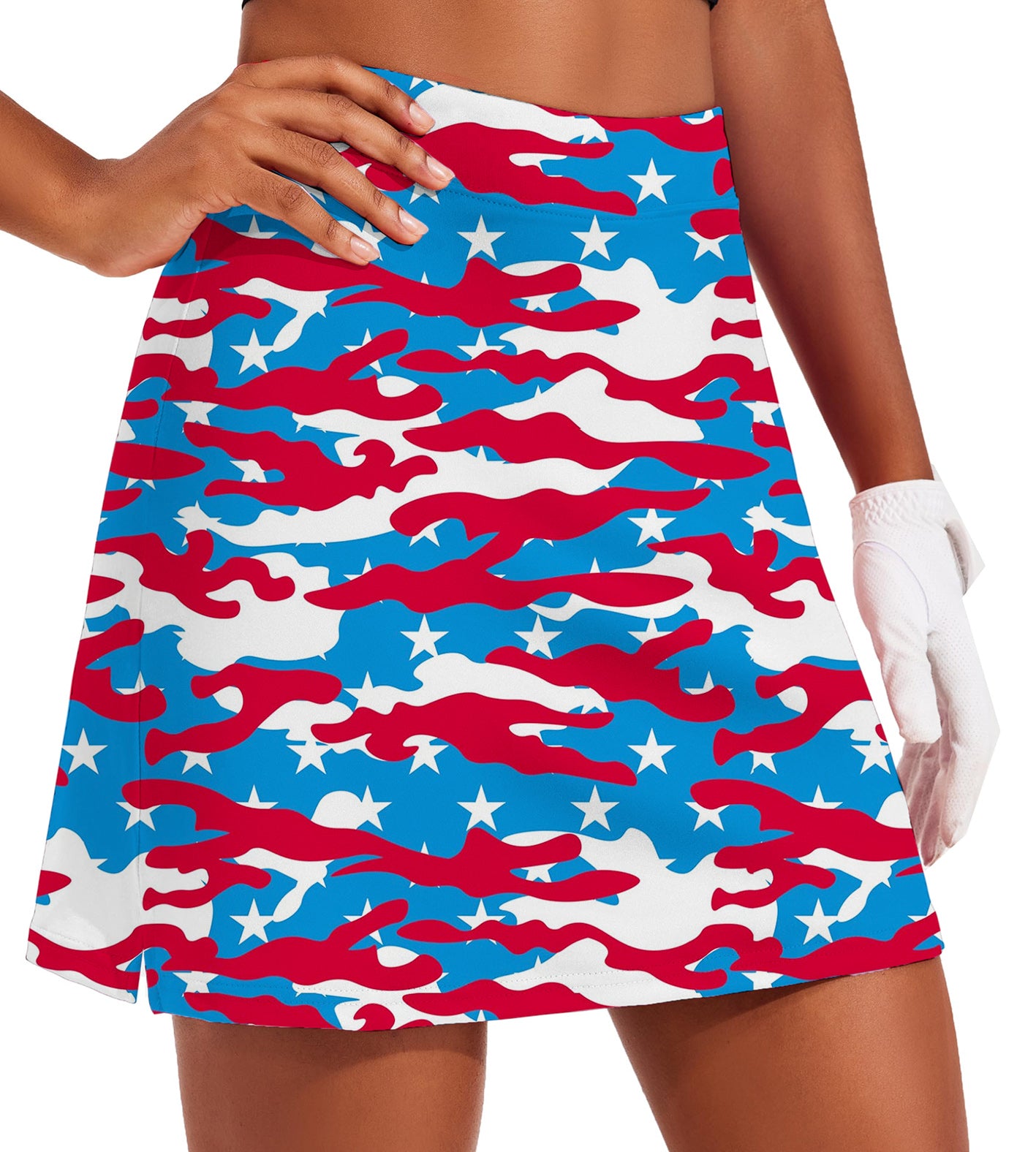 Women's Patriotic Camo Golf Skirts Inner Shorts Pocket