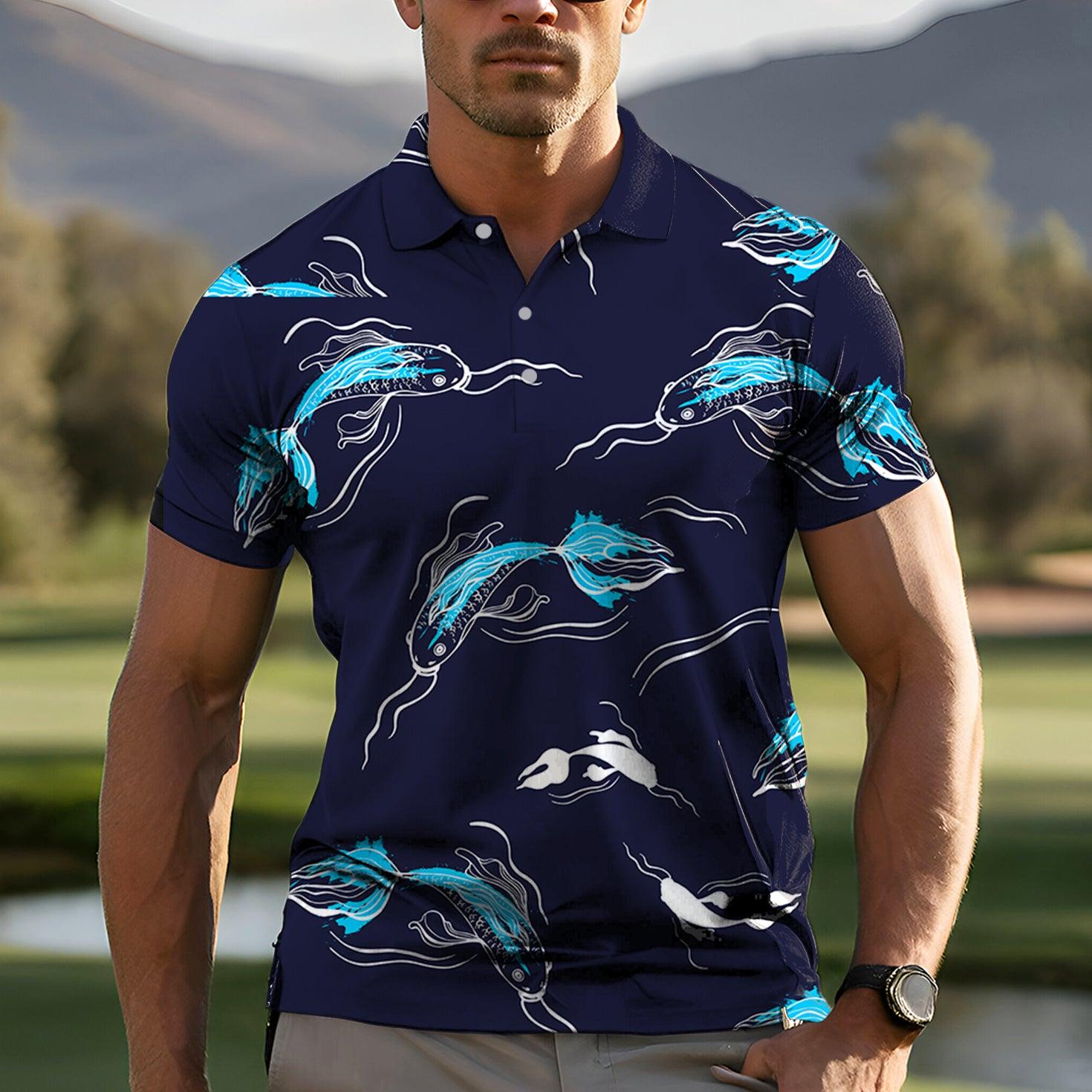 Men's Golf Polos with Diamond Accents Fish