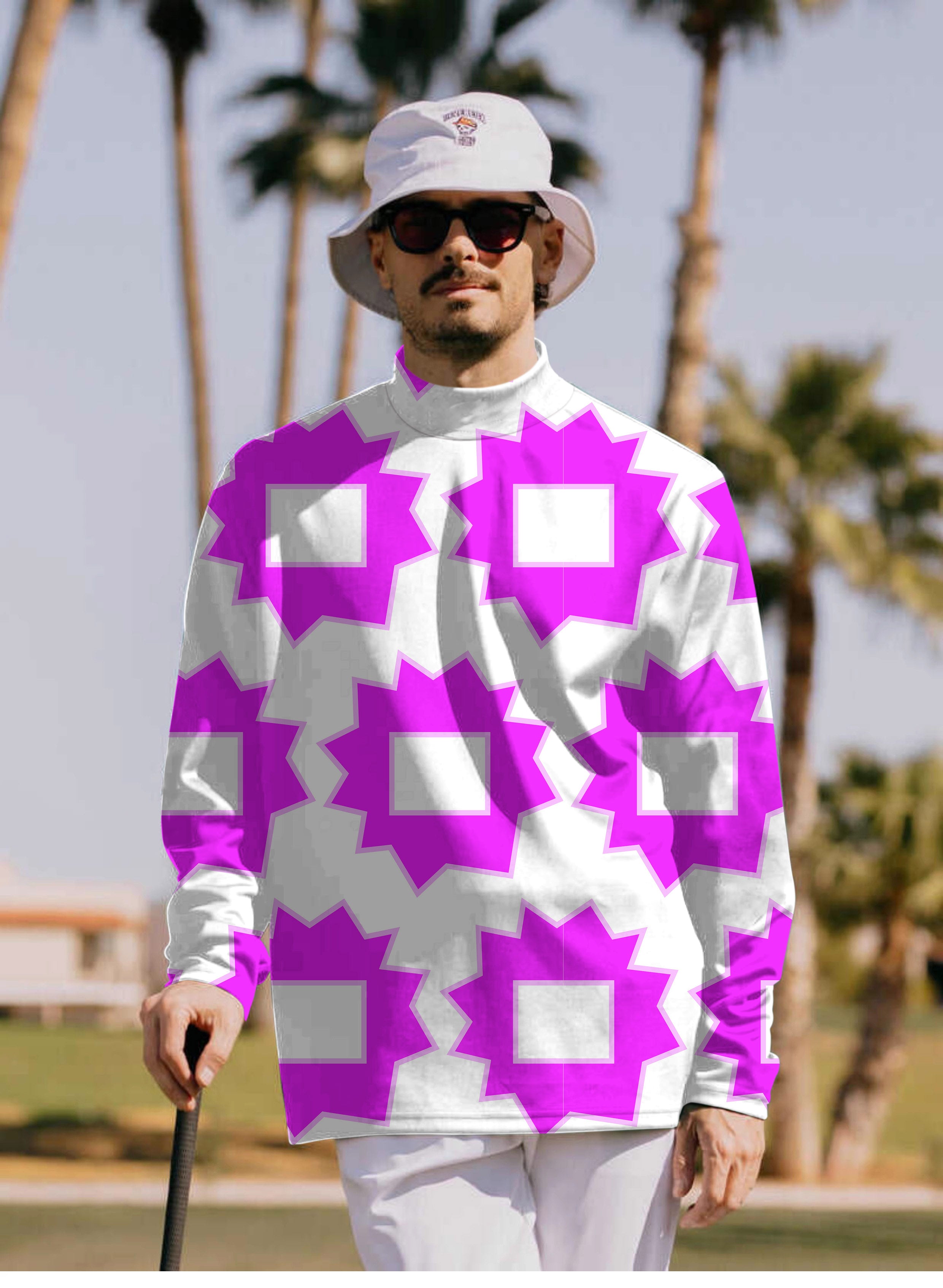 Men's Explosion Geometry Limited Edition Pullover High neck Long/Short sleeve T-Shirt