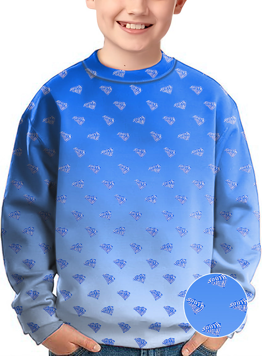 Blue South Carolina Crewneck Pullover Kids Ugly Sweater